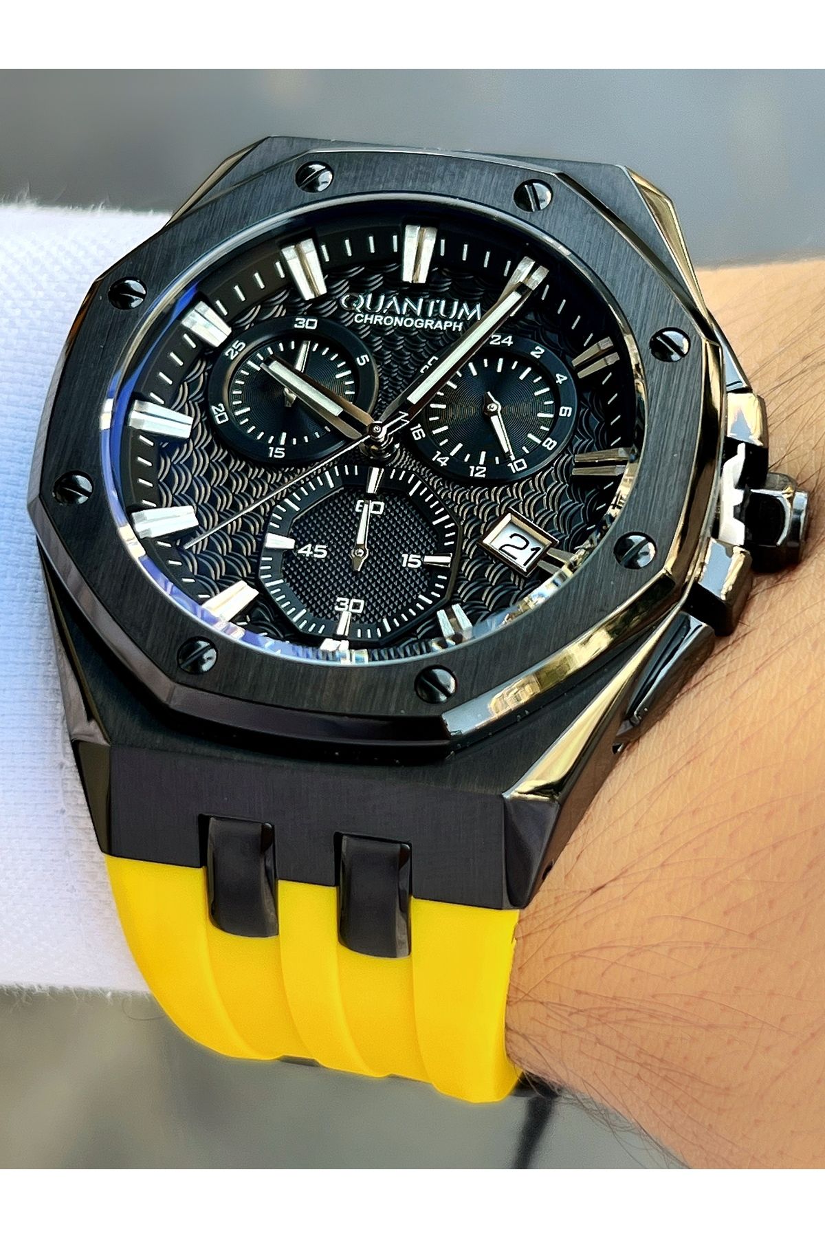 Quantum-Functions Active 10 Atm Waterproof Silicone Cord Steel Case Men's Wristwatch 1