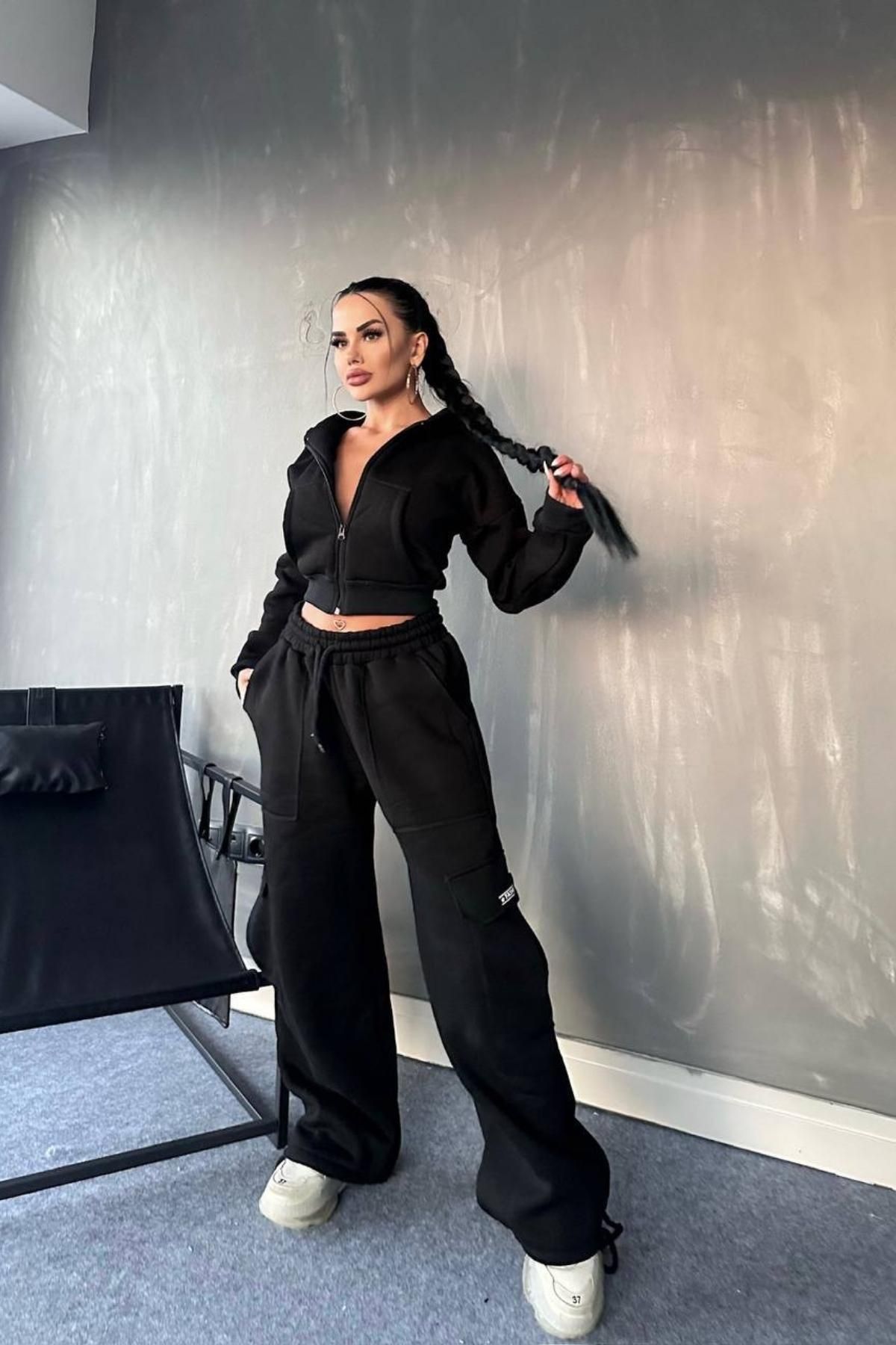 Love Fab New Seasons Jogger Pants Hooded Sweet Crop Tracksuit Set