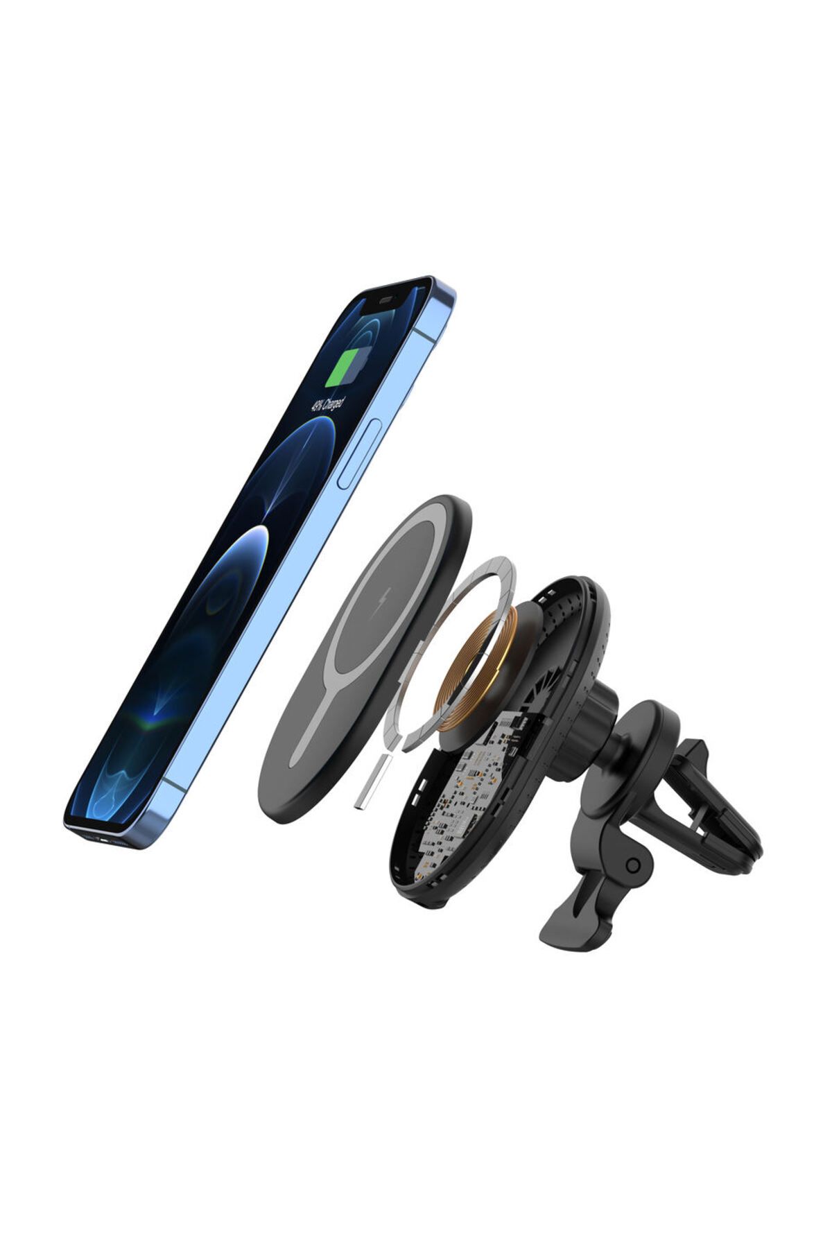 İphone 11-12-13-14-16 Plus-16 Pro Max Uyumlu Magsafe Şarj Telefon Tutucu Kablosuz Araç Içi Tutucu