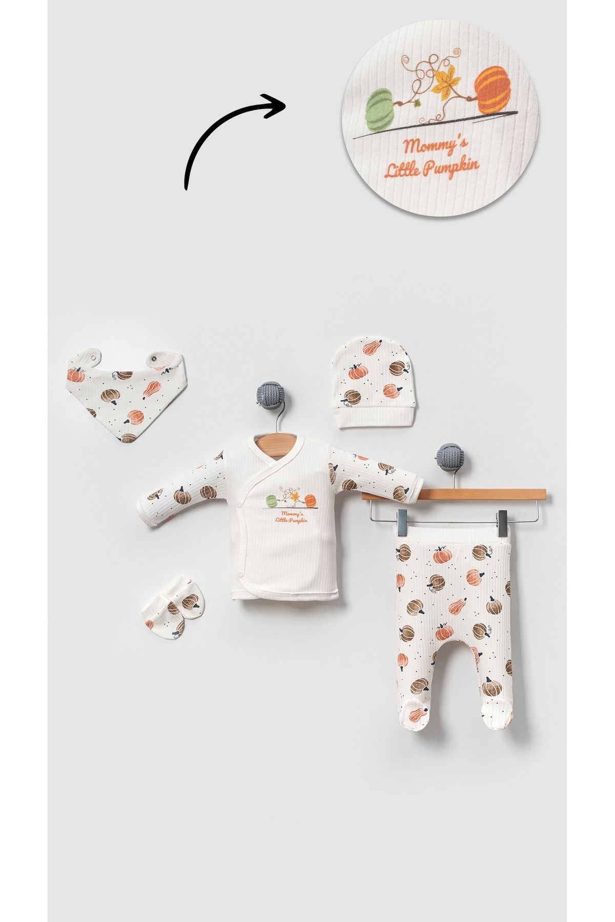 Bubito Pumpkin Visual Cotton Набор для выписки из больницы для новорожденных, коричневый BB2021MD0001316