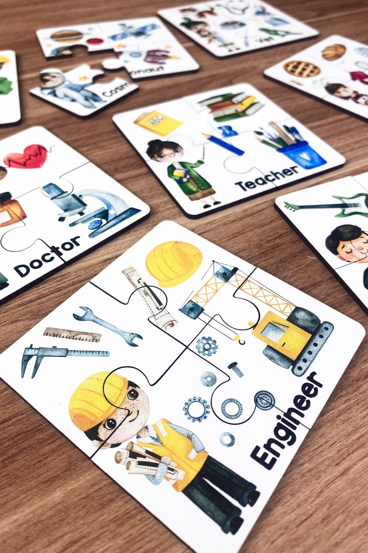 Enjoymydesign Meslekleri Öğreniyorum Ahşap Üç Parçalı Eşleştirme Oyunu Okul Öncesi Bebek Eğitici Oyuncak fotoğrafı 4 (önizleme)