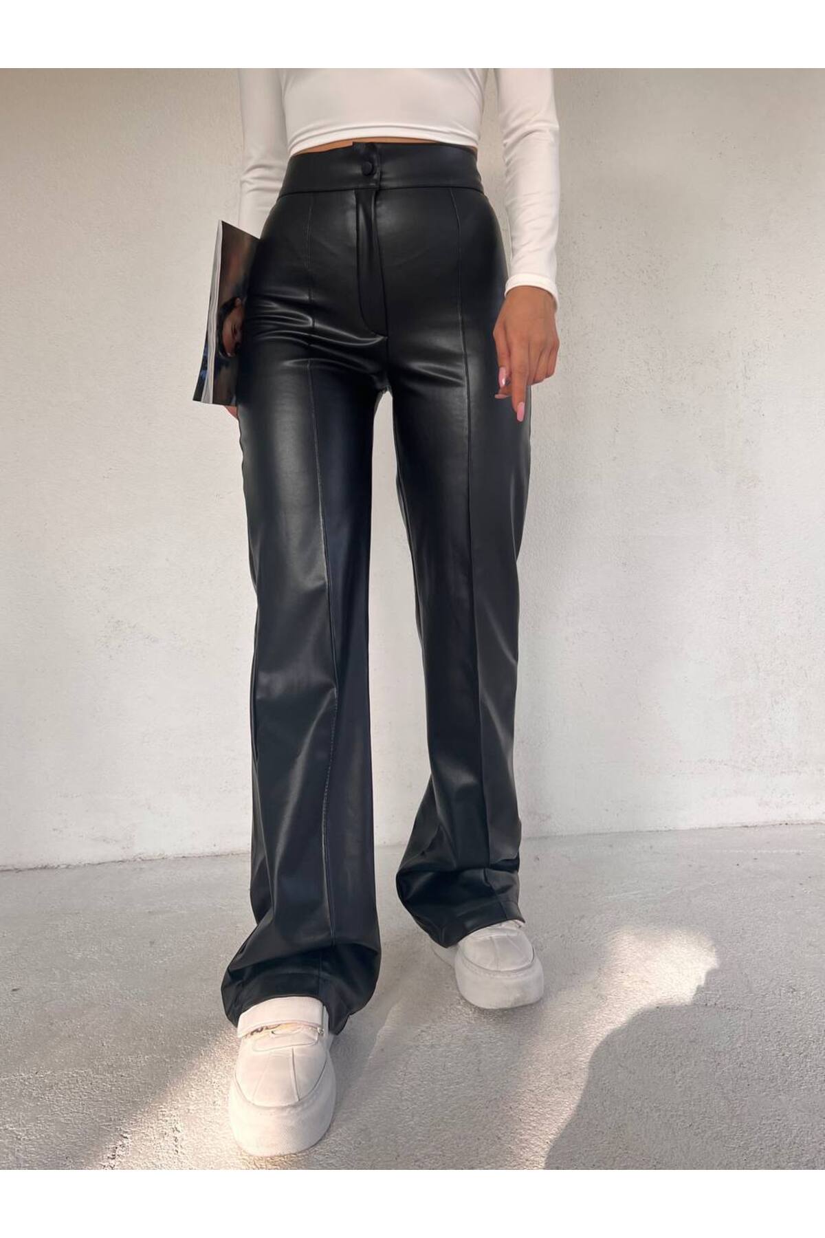 VOLT CLOTHİNG Női bordás bőr nadrág