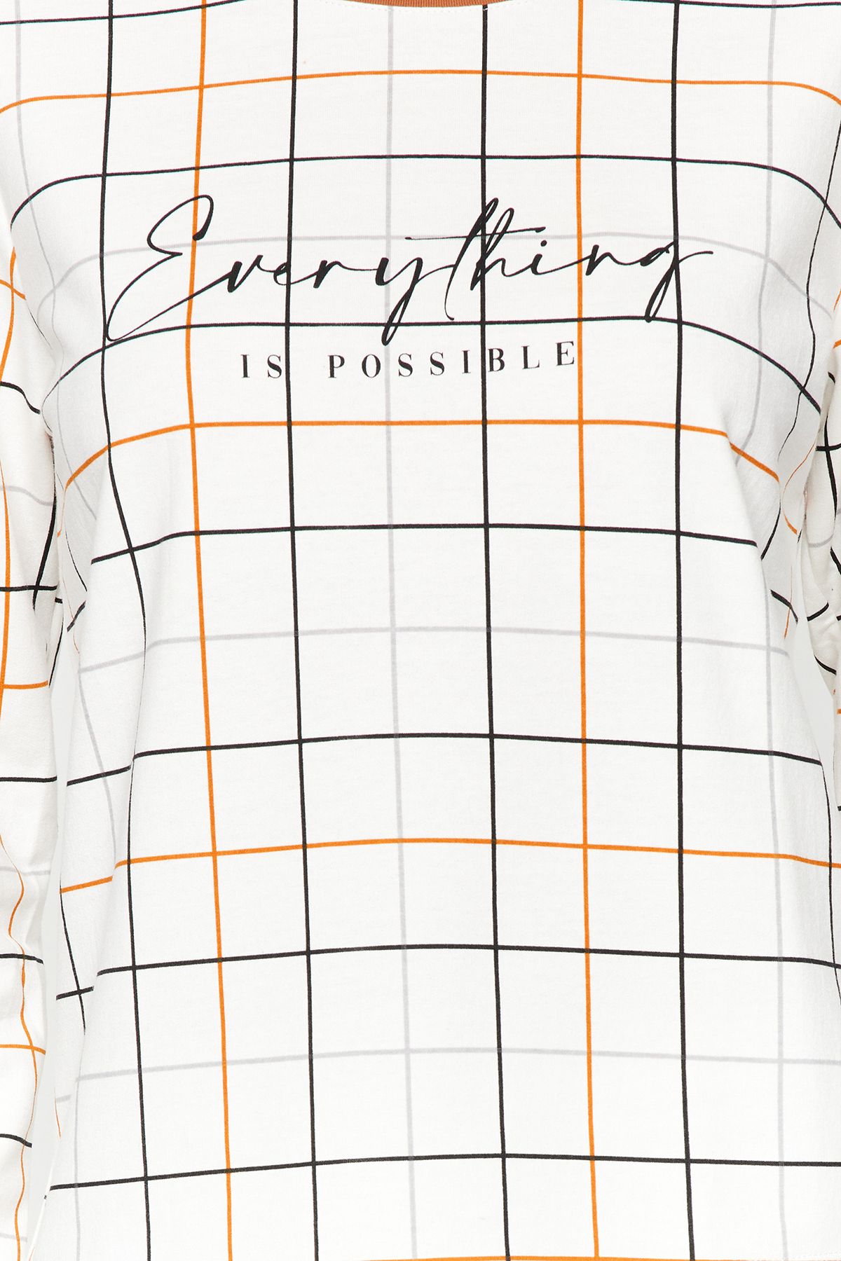 Trendyol Collection-100% памучен комплект бяла карирана пижама - тениска и панталон Thmaw24Pt00235 5