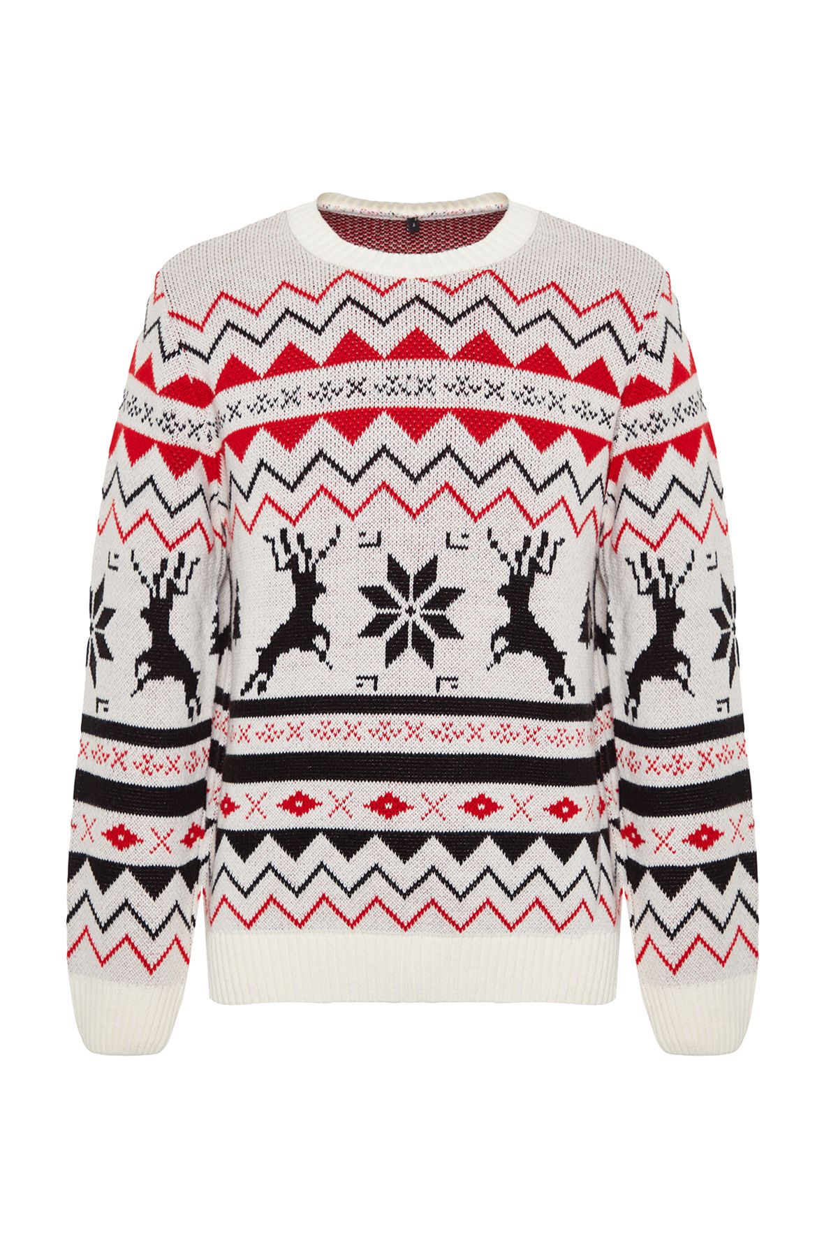 Trendyol Collection-Pulover de Crăciun, tricot de Crăciun, cu croială normală, multicolor, TMNAW24KZ00071 2