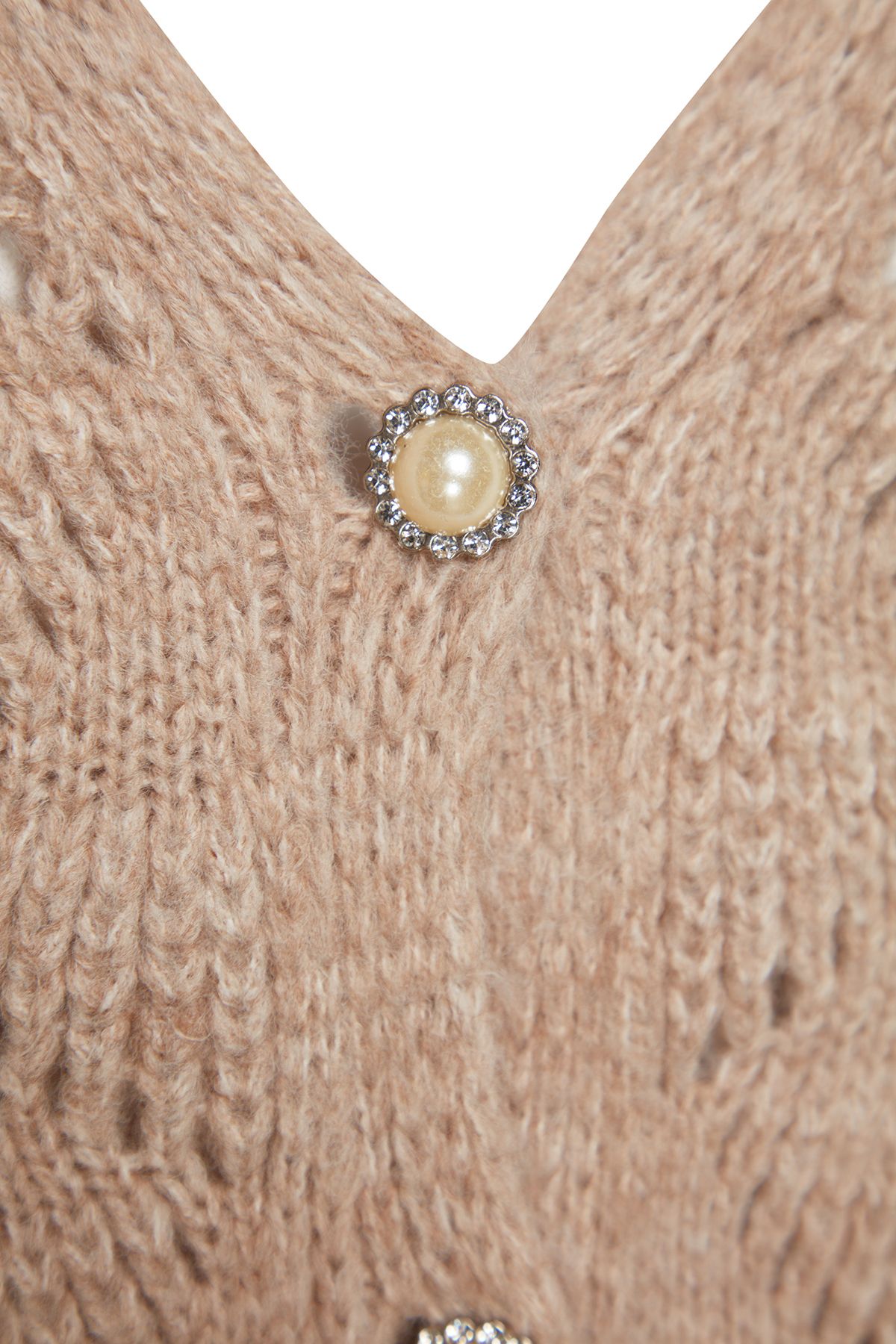 Trendyol Collection-Perforierte Nerz-Strickjacke mit V-Ausschnitt - TWOAW24HI00311 7
