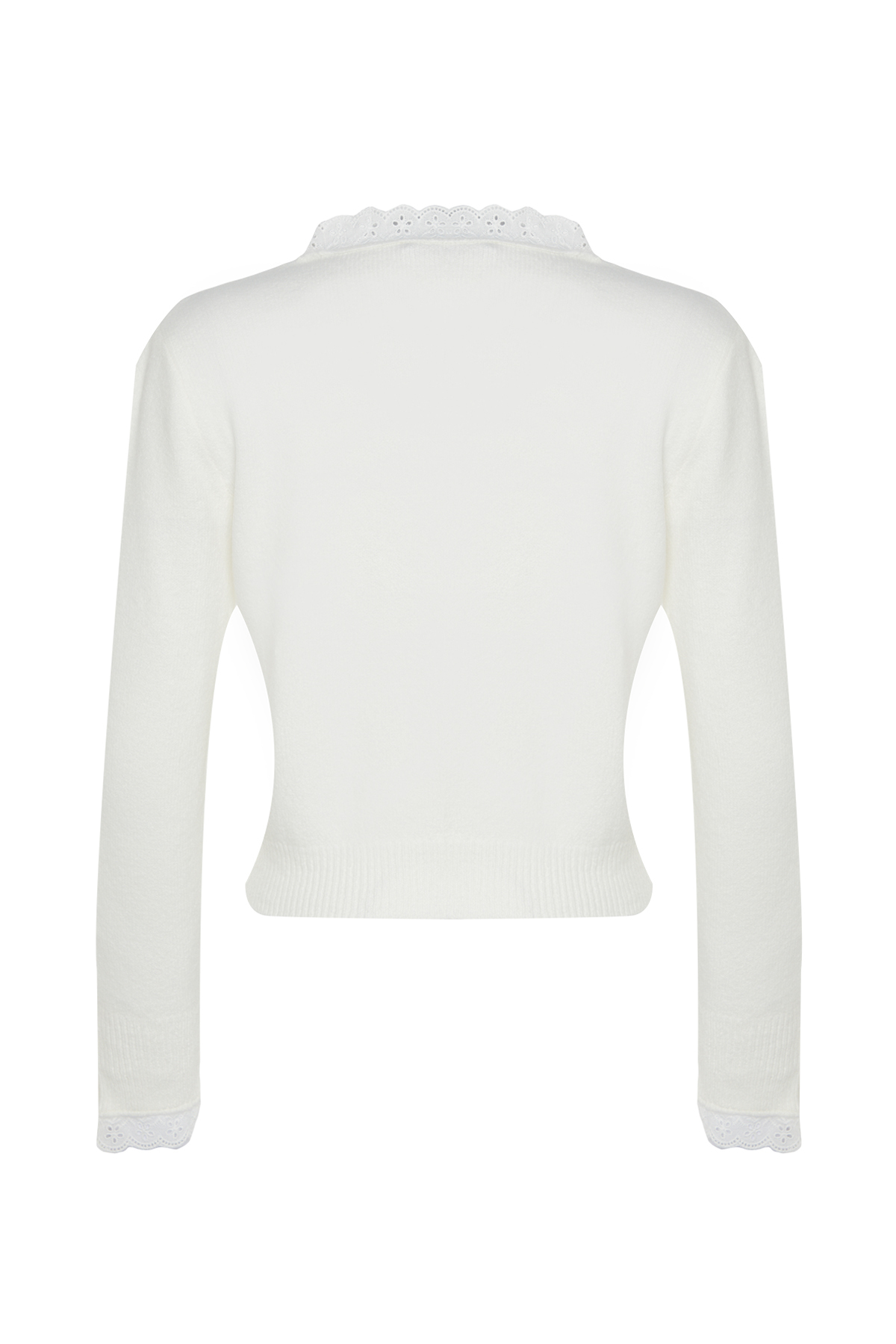 Trendyolmilla  Ekru Yumuşak Dokulu Dantel Detaylı Triko Hırka TWOAW24HI00131 - Görsel 8