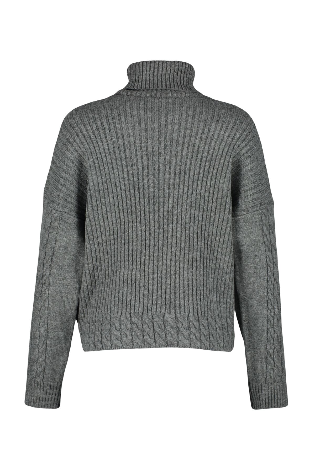 Trendyol Collection-Rollkragenpullover in Anthrazit – Haargeflochten, weich strukturiert TWOAW24KZ00777 8