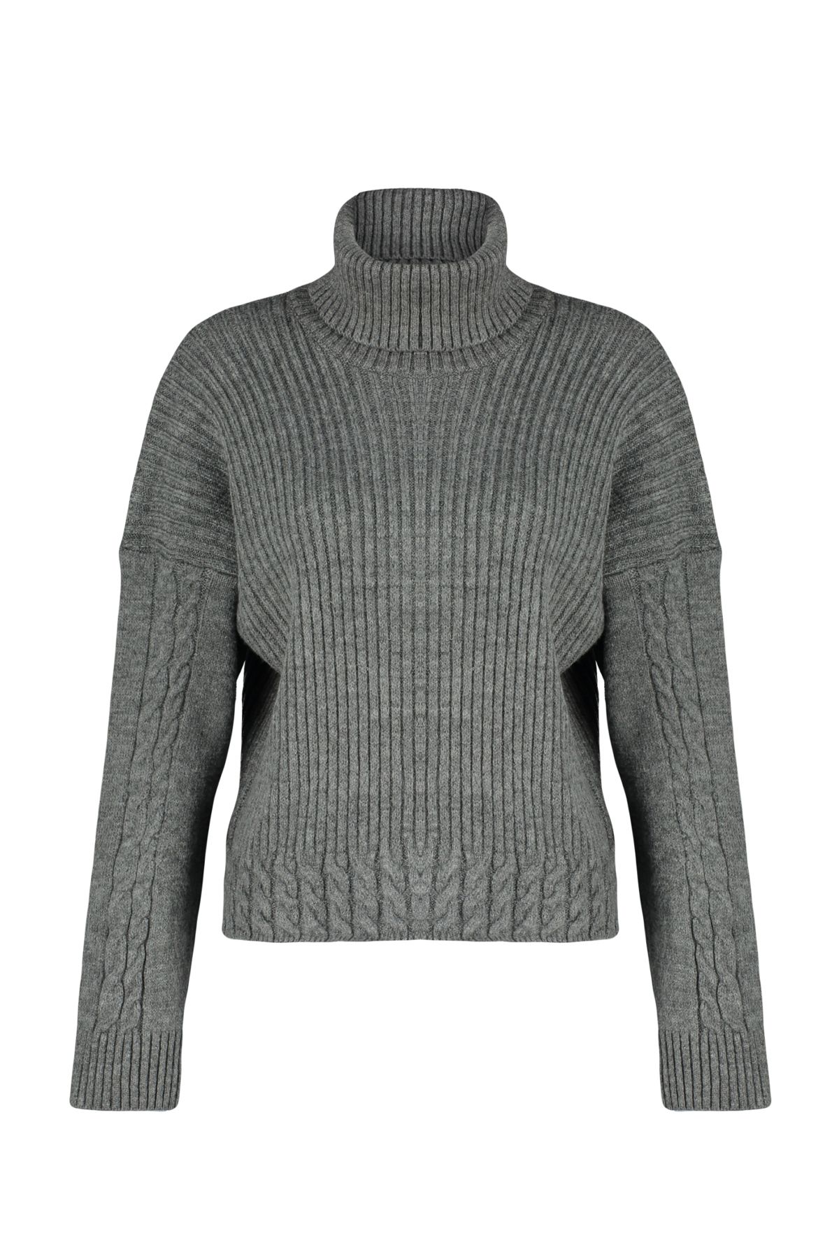 Trendyol Collection-Rollkragenpullover in Anthrazit – Haargeflochten, weich strukturiert TWOAW24KZ00777 6
