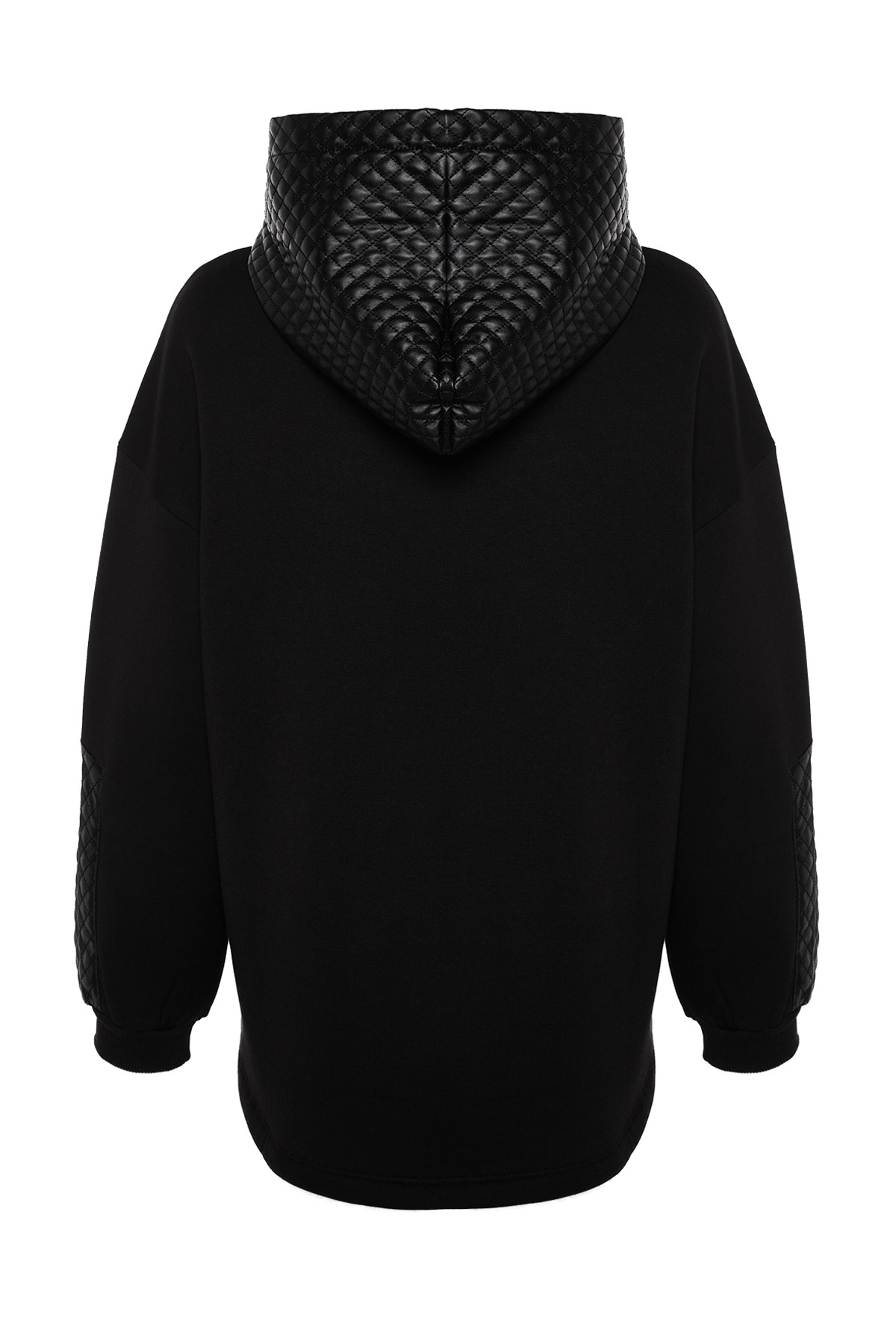 Trendyolmilla  Siyah Kalın İçi Polarlı Kapitoneli Oversize/Geniş Kesim Kapüşonlu Örme Sweatshirt TWOAW24SW00205 - Görsel 8