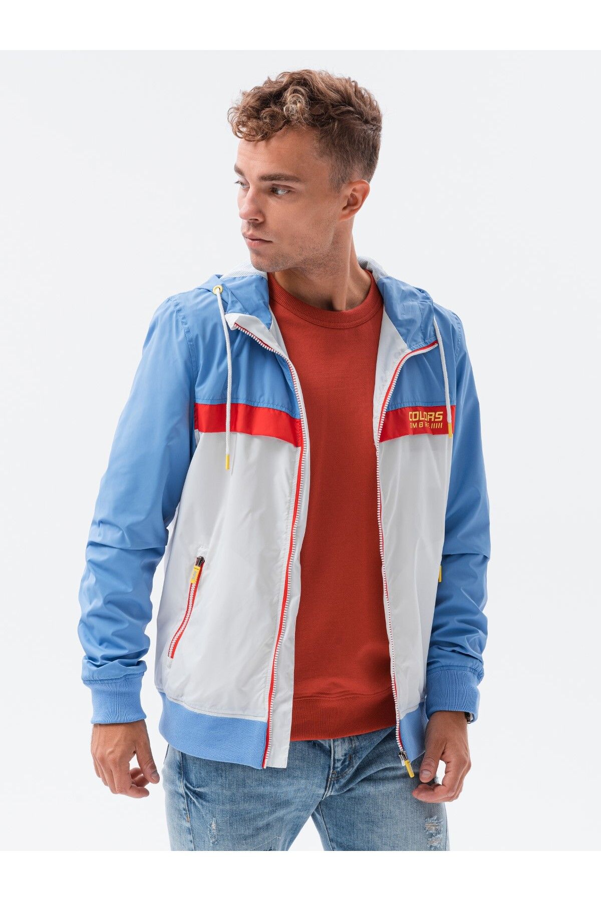 OMBRE-Herren Overgangsjacke C438 - Béžová/Ecru barva 5