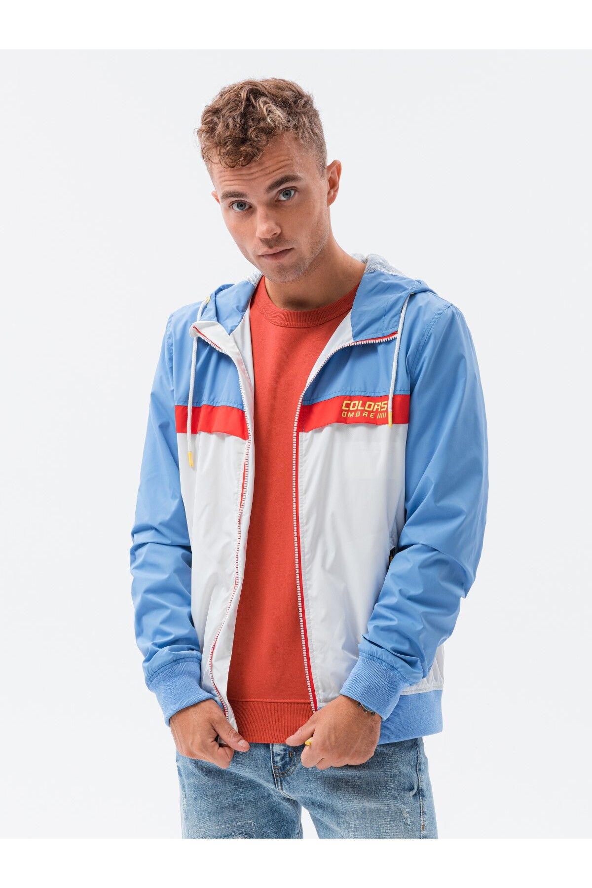 OMBRE-Herren Overgangsjacke C438 - Béžová/Ecru barva 4