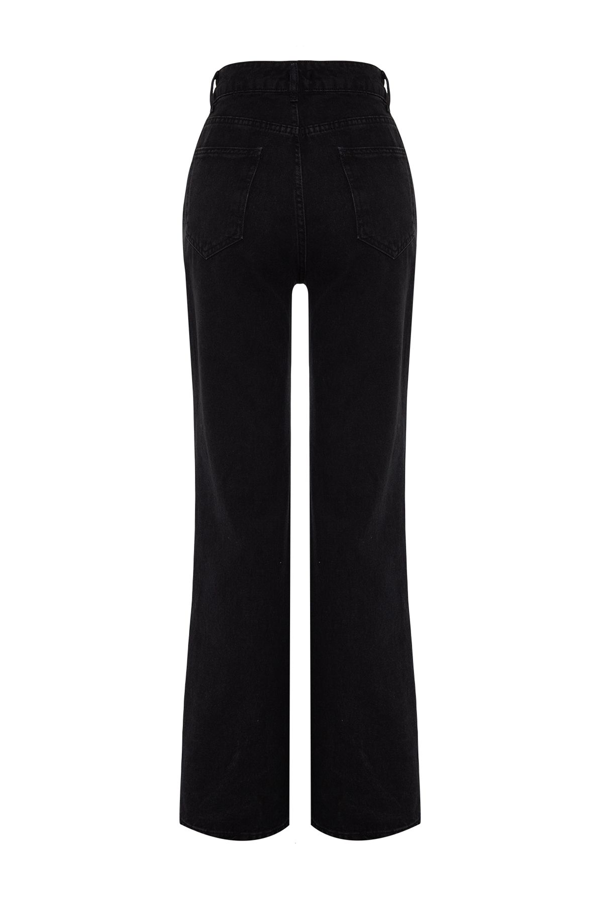 Trendyol Collection-Black Zipper Detailed High Waist Wide Leg Jeans TWOAW24JE00111 8
