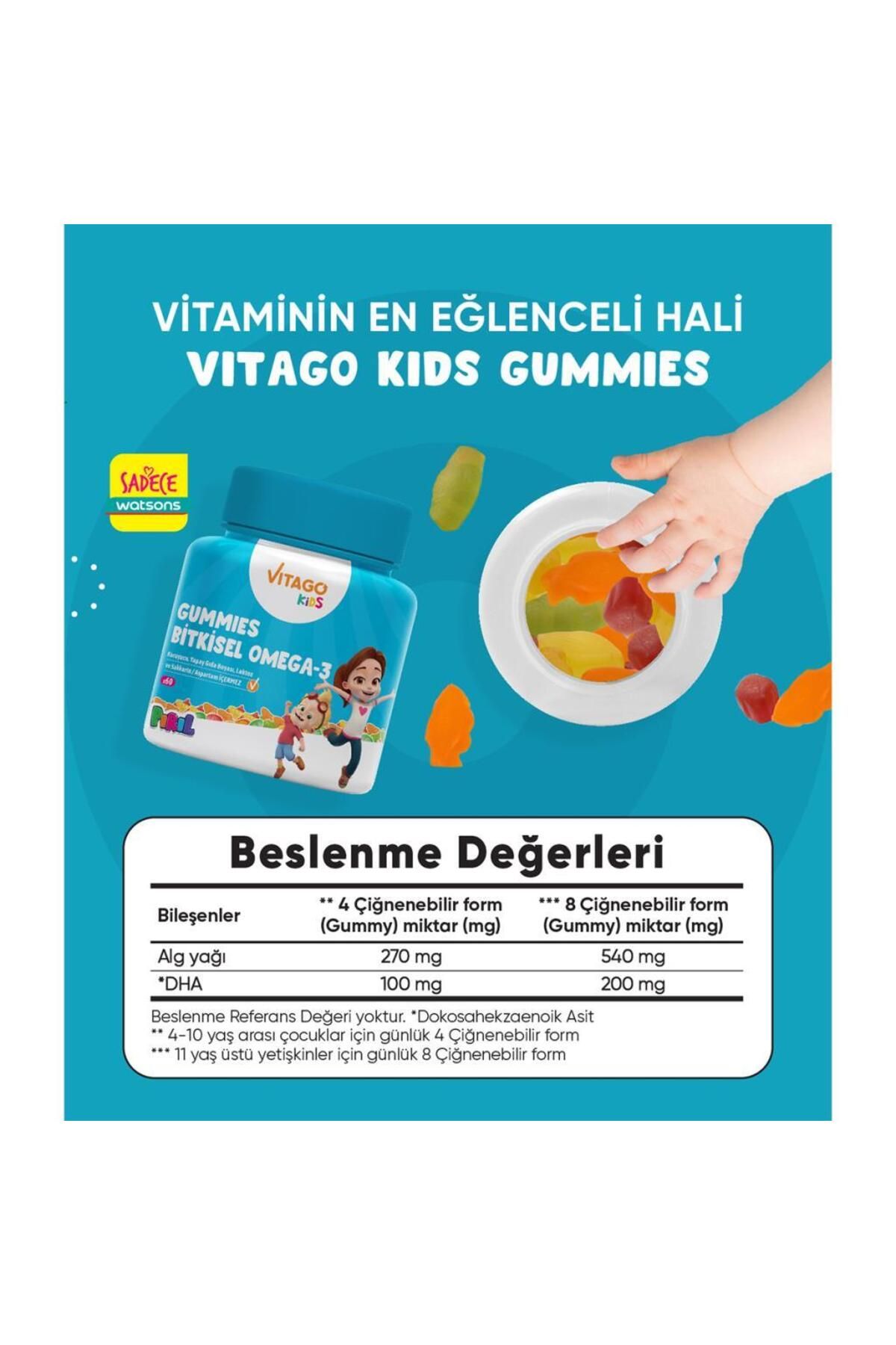 Vitago گمی های امگا ۳ گیاهی جذاب ویتاگو کودکان ۶۰ عددی