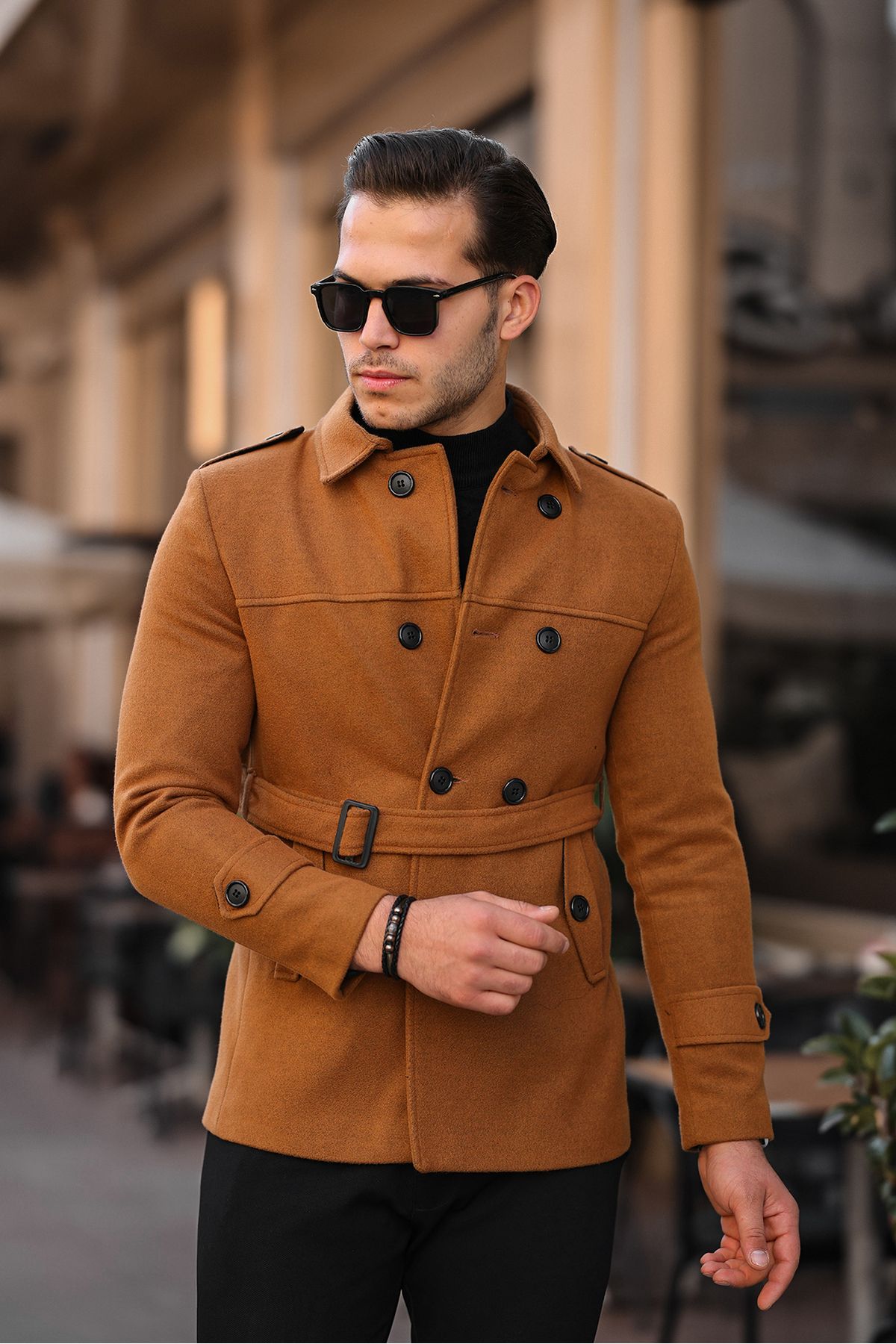 Mens camel trench store coat slim fit