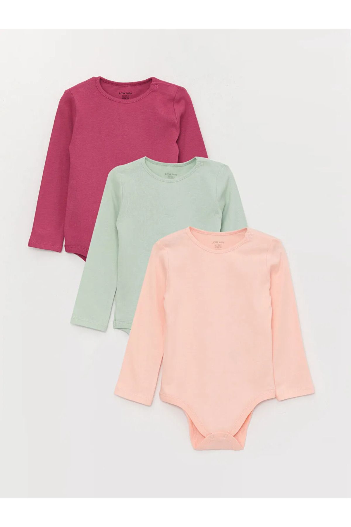 LC Waikiki-LCW Baby-Body mit Rundhalsausschnitt und langen Ärmeln, 3-teilig 2