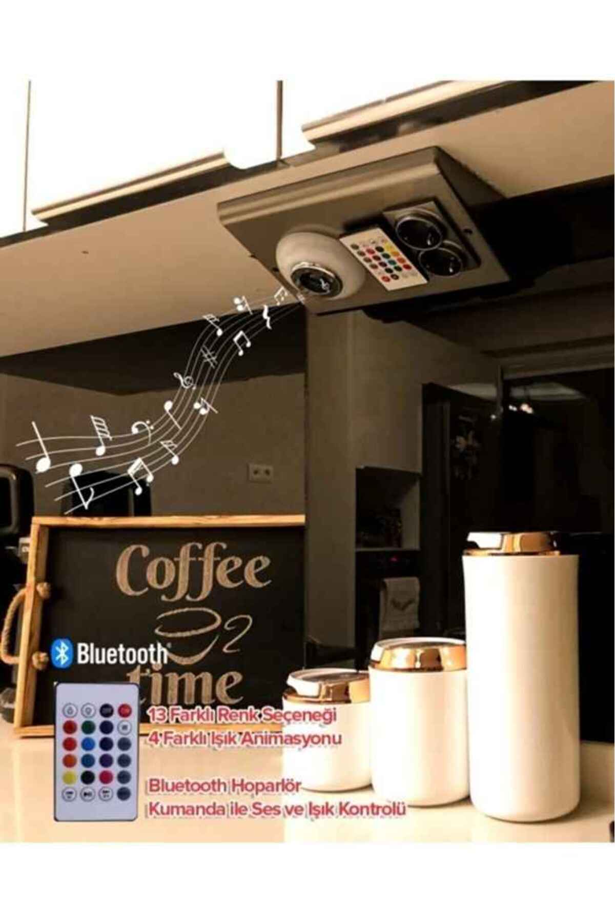 Dolap Ve Tezgah Altı Led Bluetooth Müzik Çalar Sese Duyarlı Prizmatik Kablolu Venüs Antrasit Füme 2