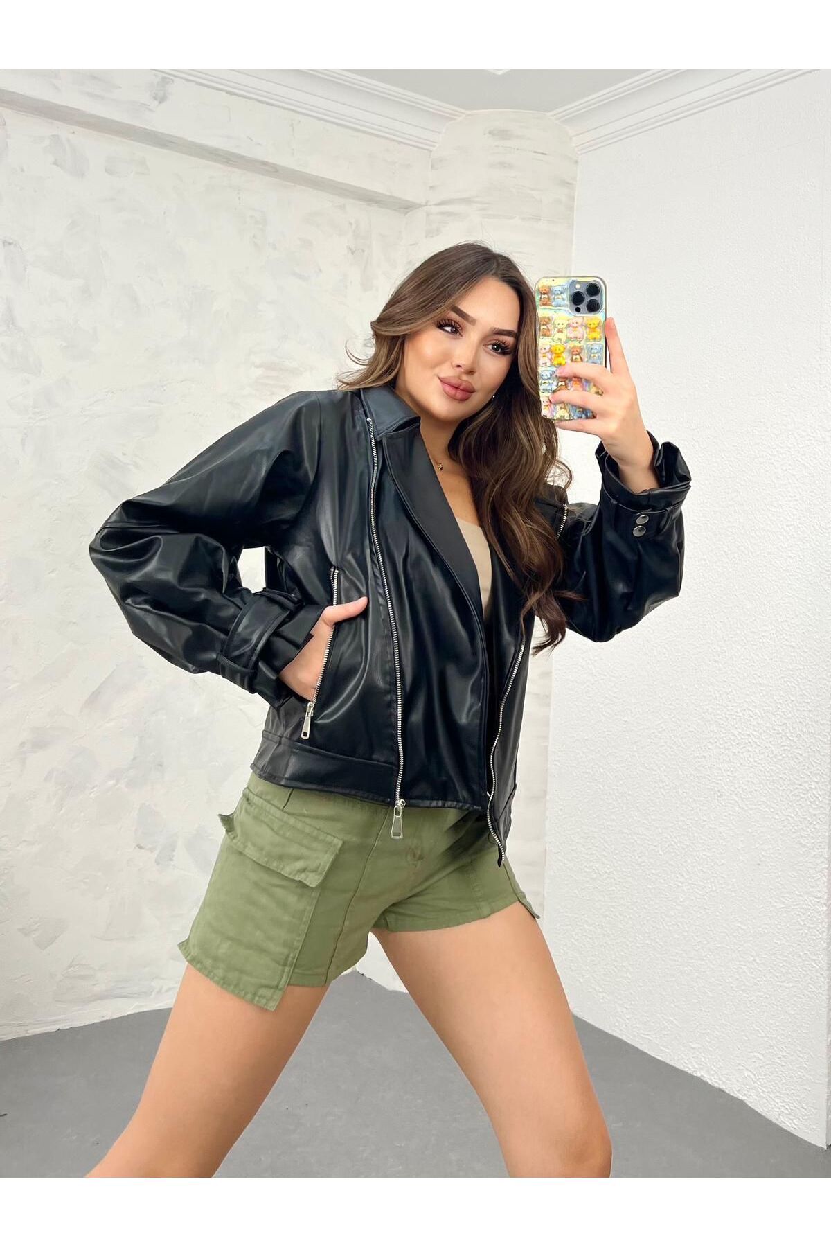 Swana-Black Leather Women's Jacket 2