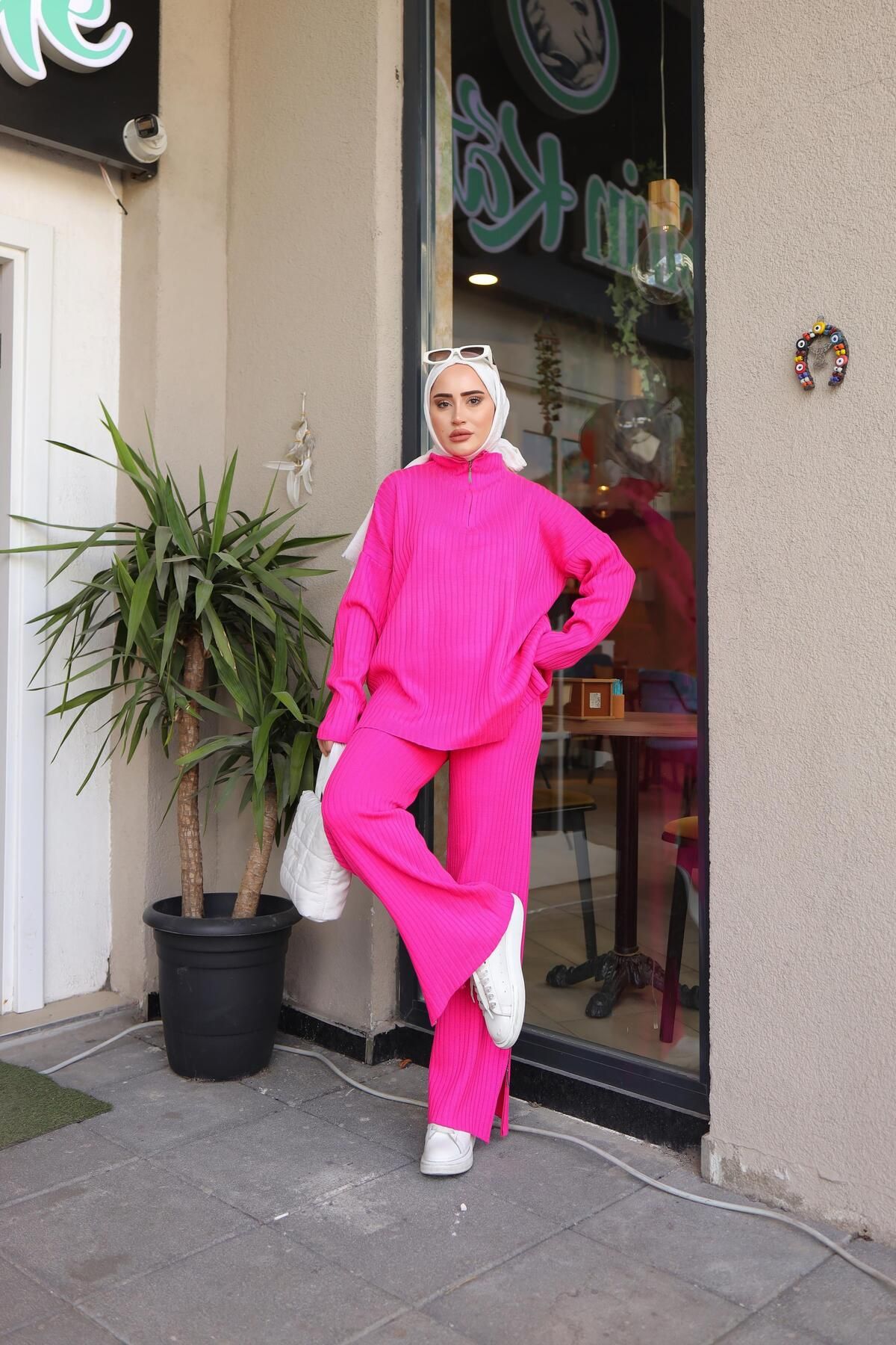 Pink store knit suit