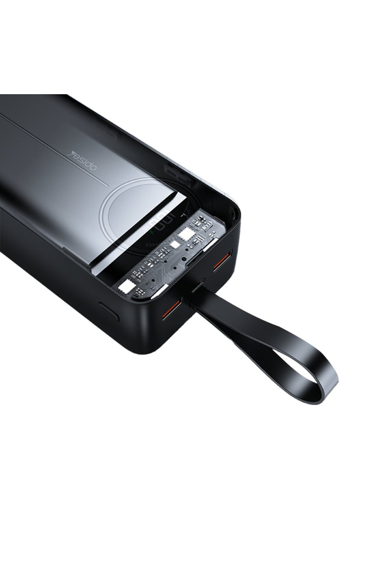 40.000 mAh Dijital Göstergeli USB3.0 Taşınabilir 3 Çıkışlı PD Hızlı Şarj Powerbank Siyah 2