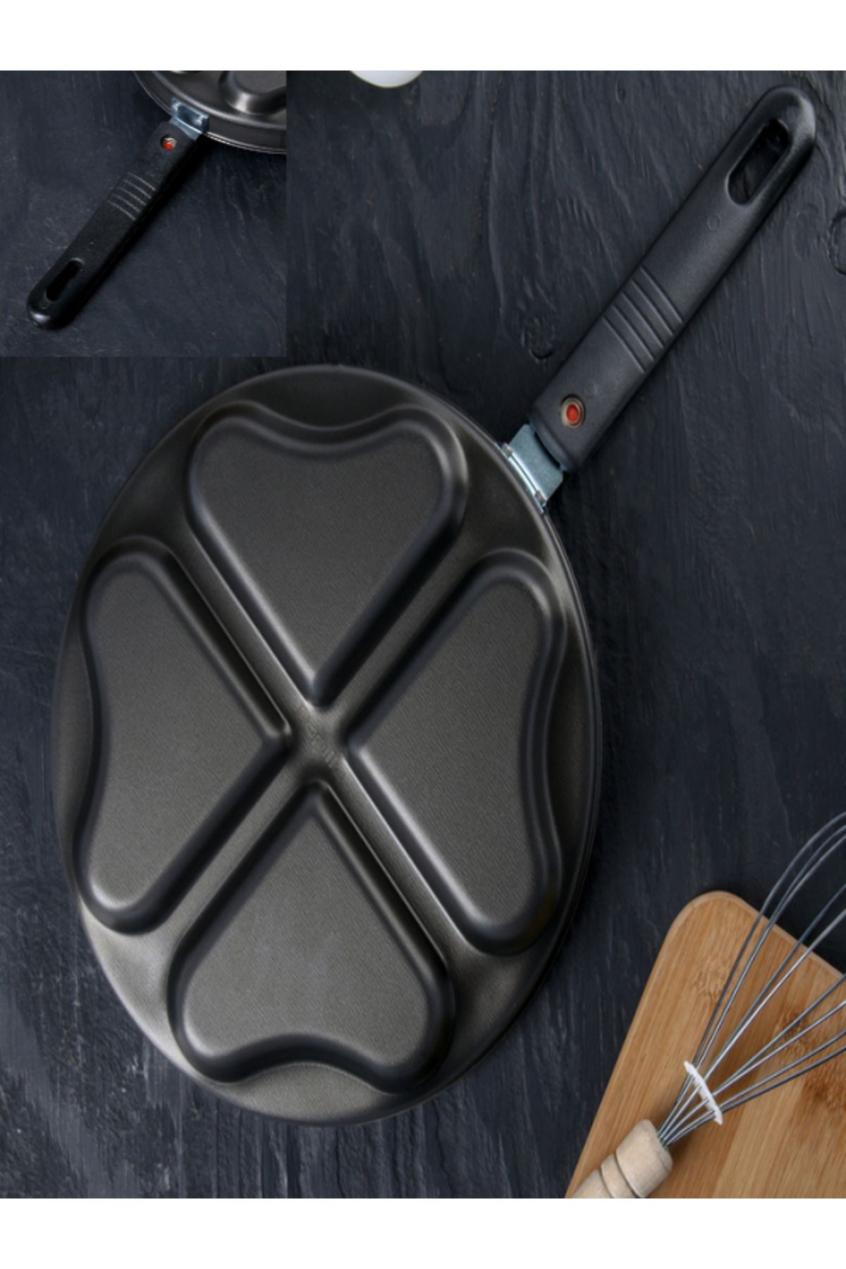 Bayev-4 Compartment Omelette Pan with Heart - Heart Shaped Pancake Pan 2