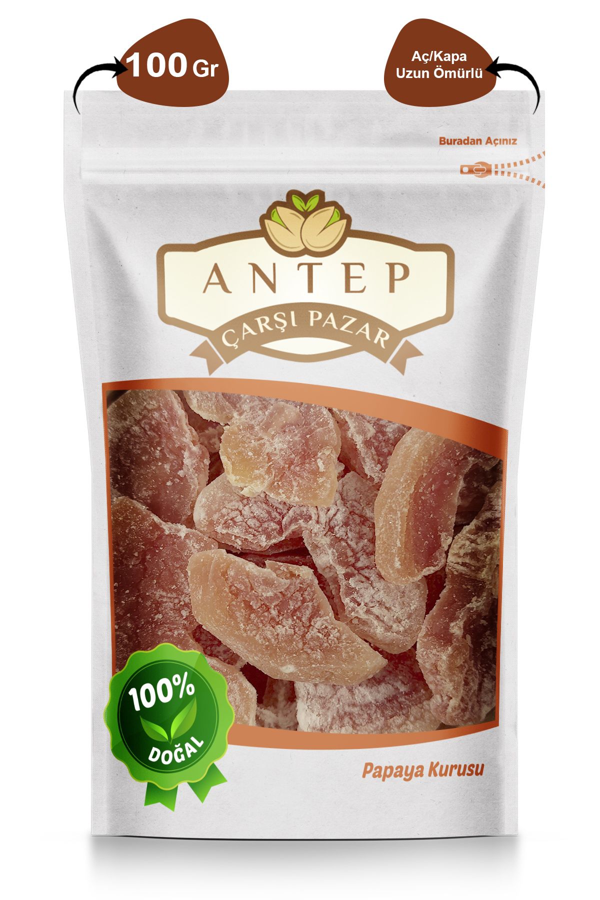 Papaya Kurusu Tropikal Meyve Kurusu 100 gr