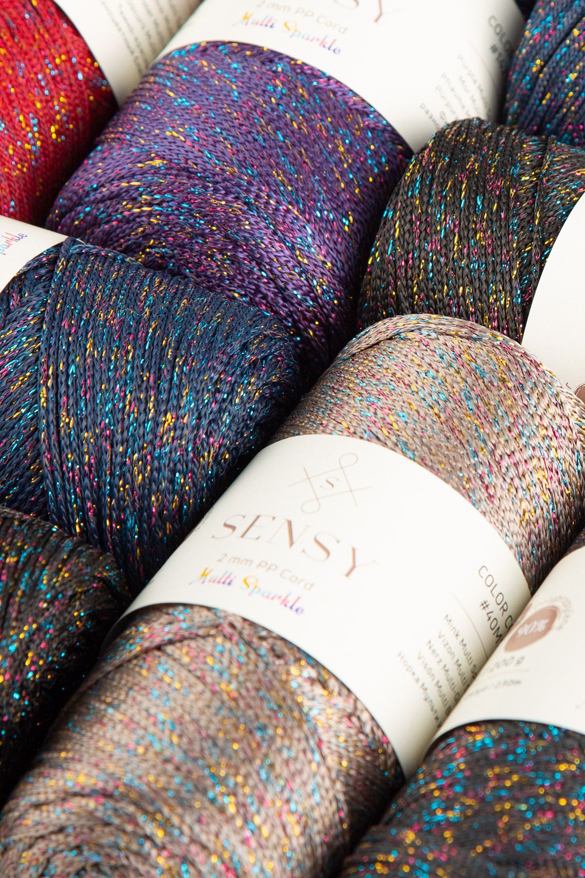 SENSY-Multi Sparkle Glitter 200 gr Polyester Macrame Thread Dark Gray 2 Mm - 230 M Bag thread 6