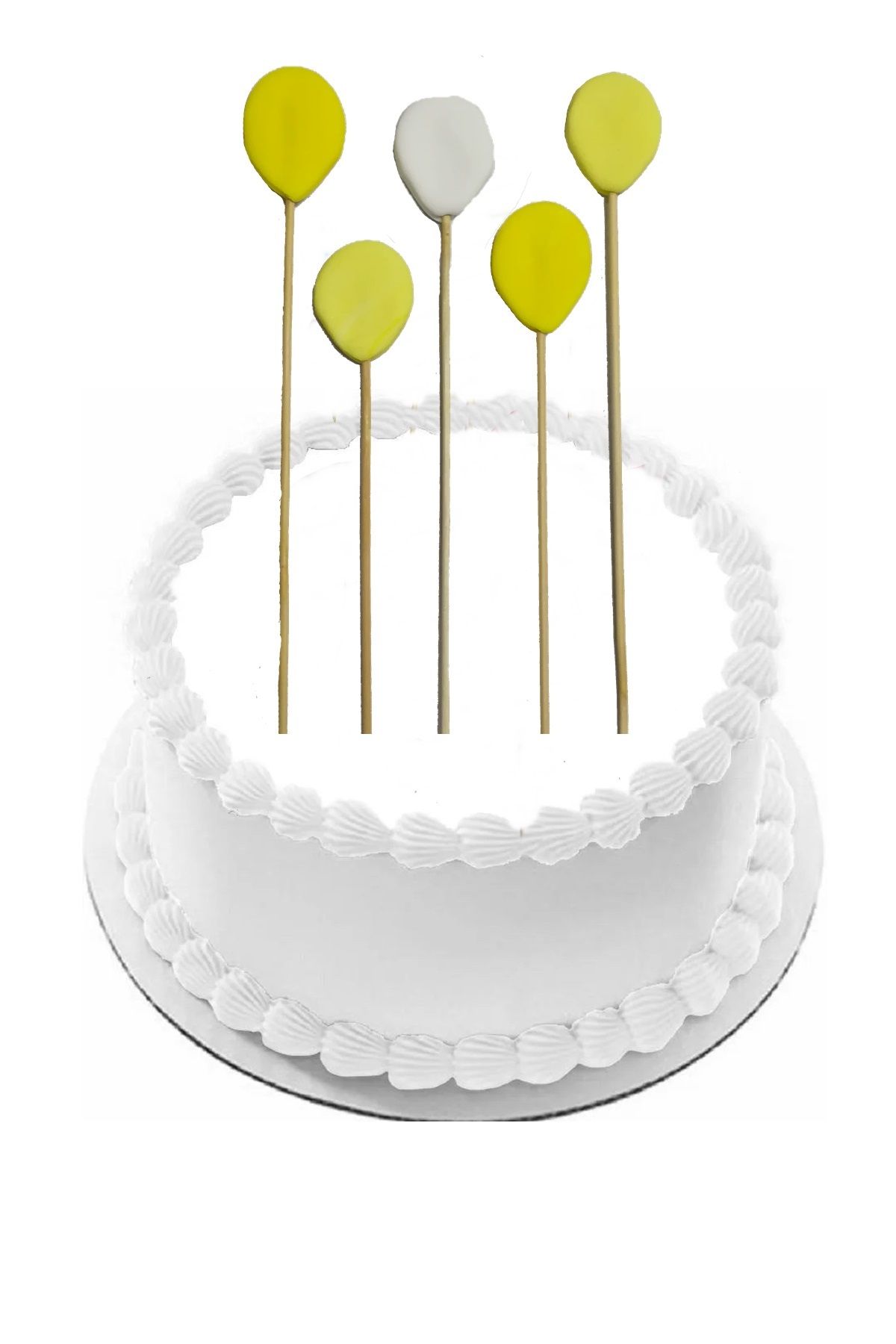 Pasta9 Şeker Hamurundan Sarı Beyaz Balon 5 Adet Gelecek