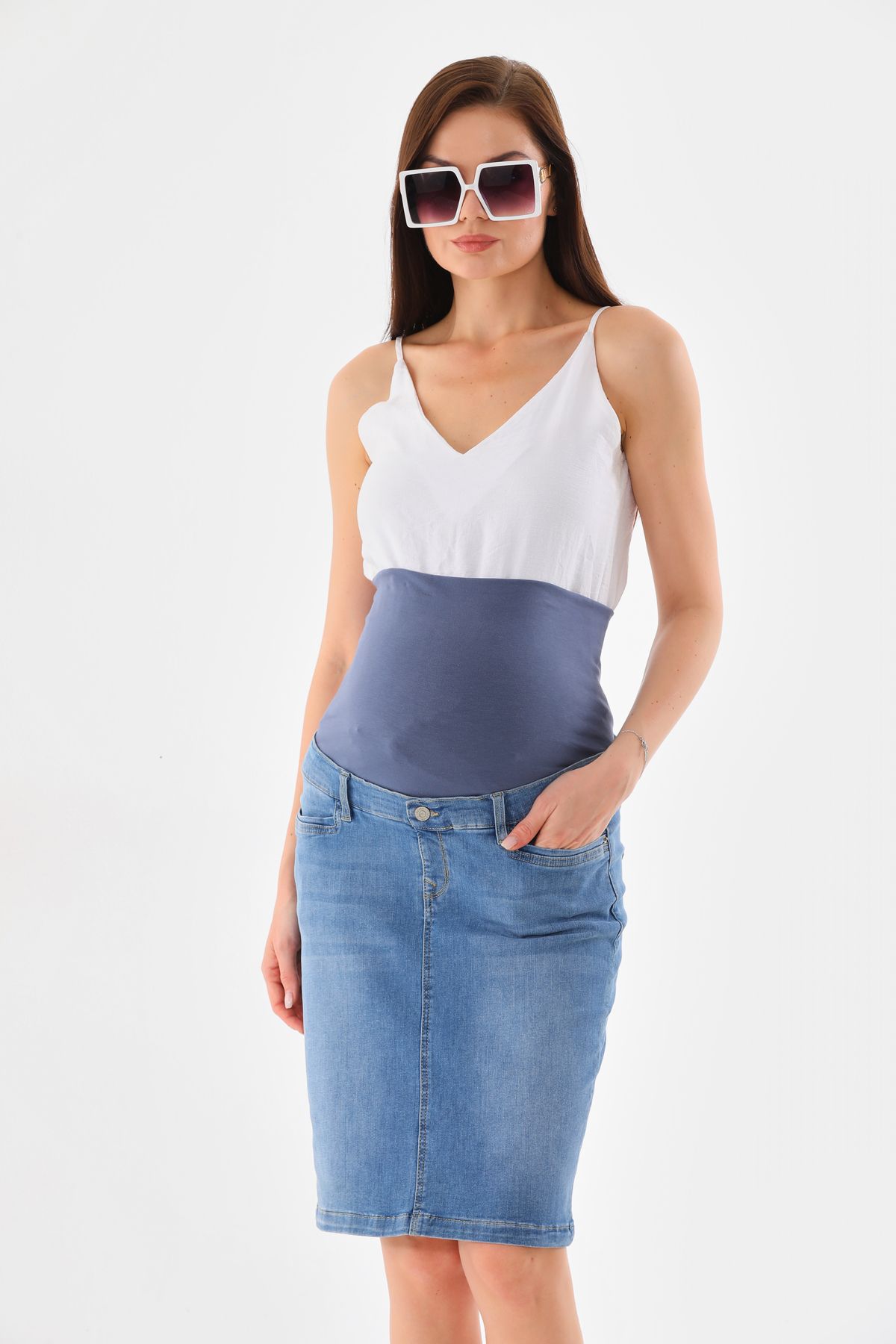 Denim pencil skirt maternity shop