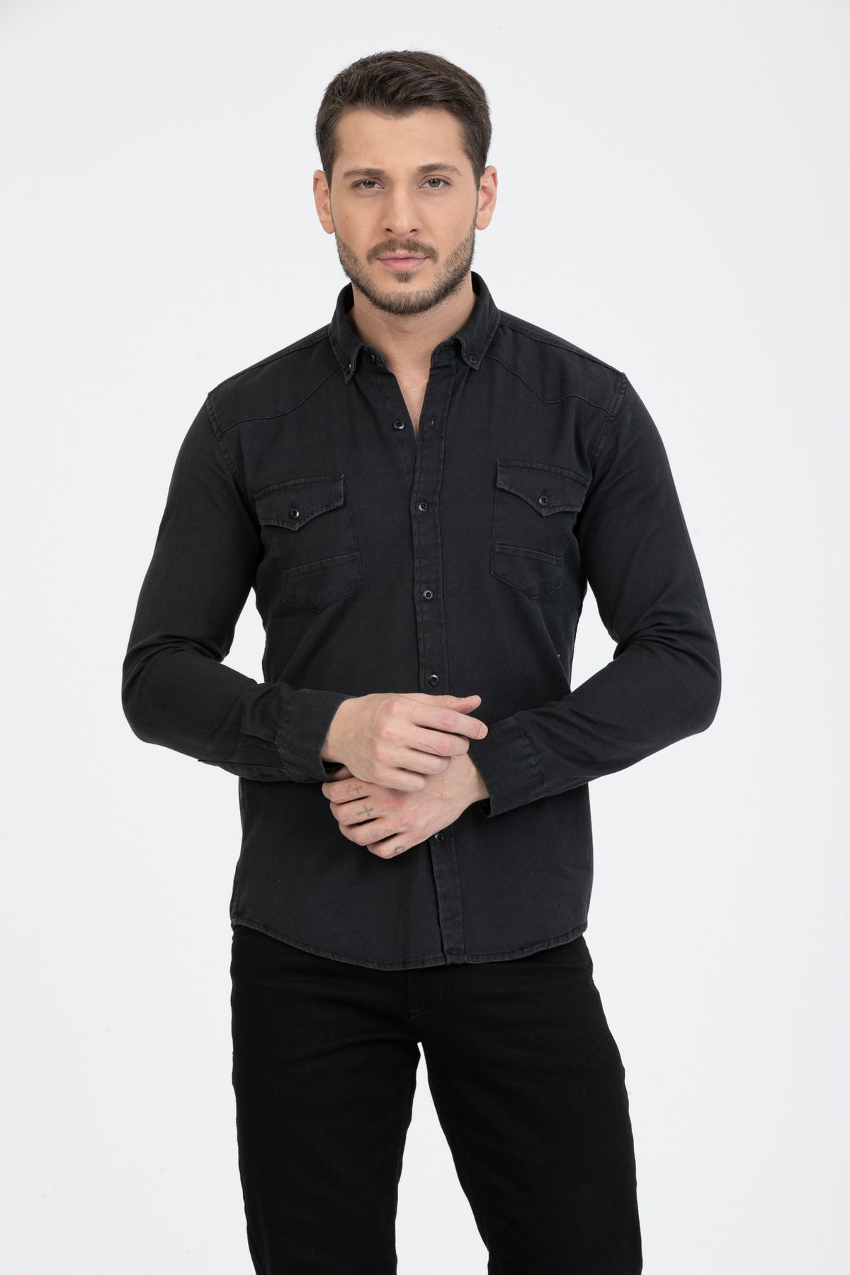 Dark denim outlet shirt men