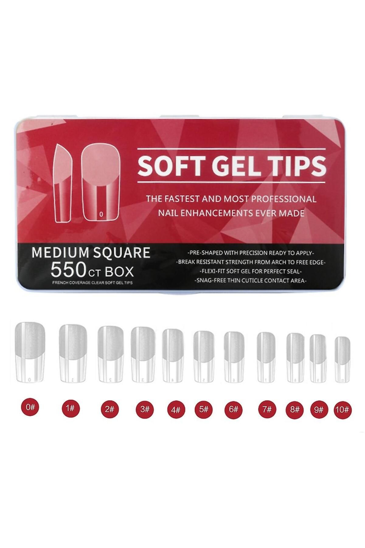 550PCS Soft Gel tips Pro-Press نسل جدید ژل پوشش کامل نکات ناخن MEDIUM SQUARE VIOLA BEAUTY