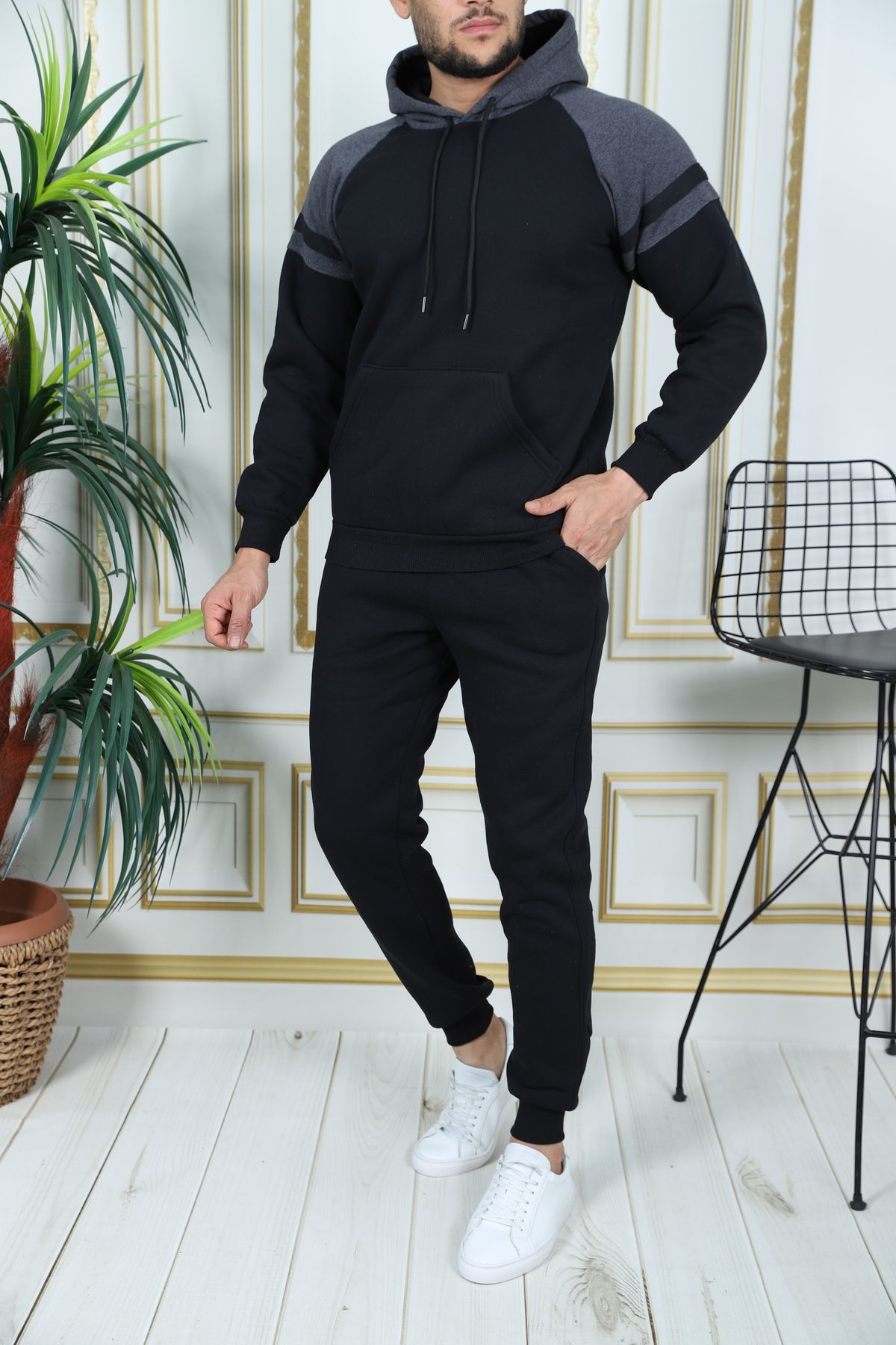 Mens hoodie tracksuit set hotsell