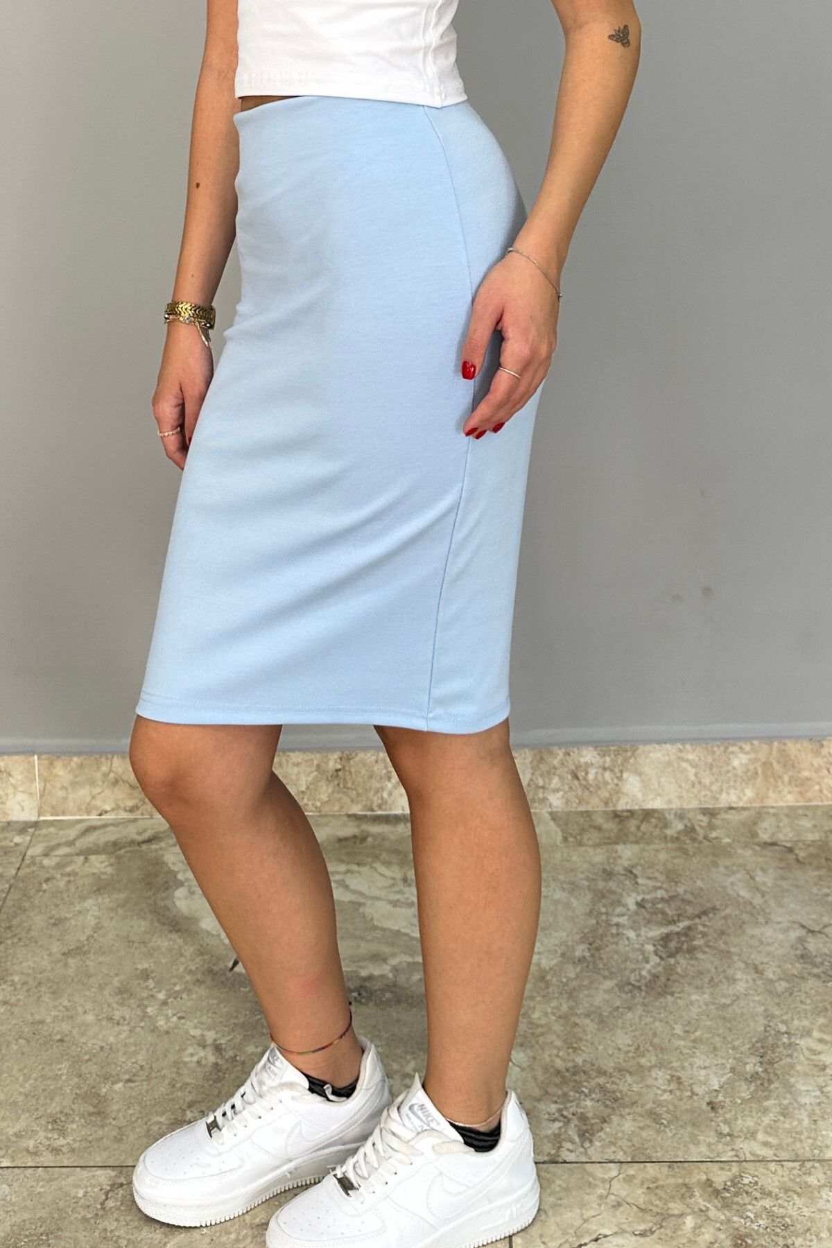 Tam Moda Women s Pencil Skirt Baby Blue Trendyol