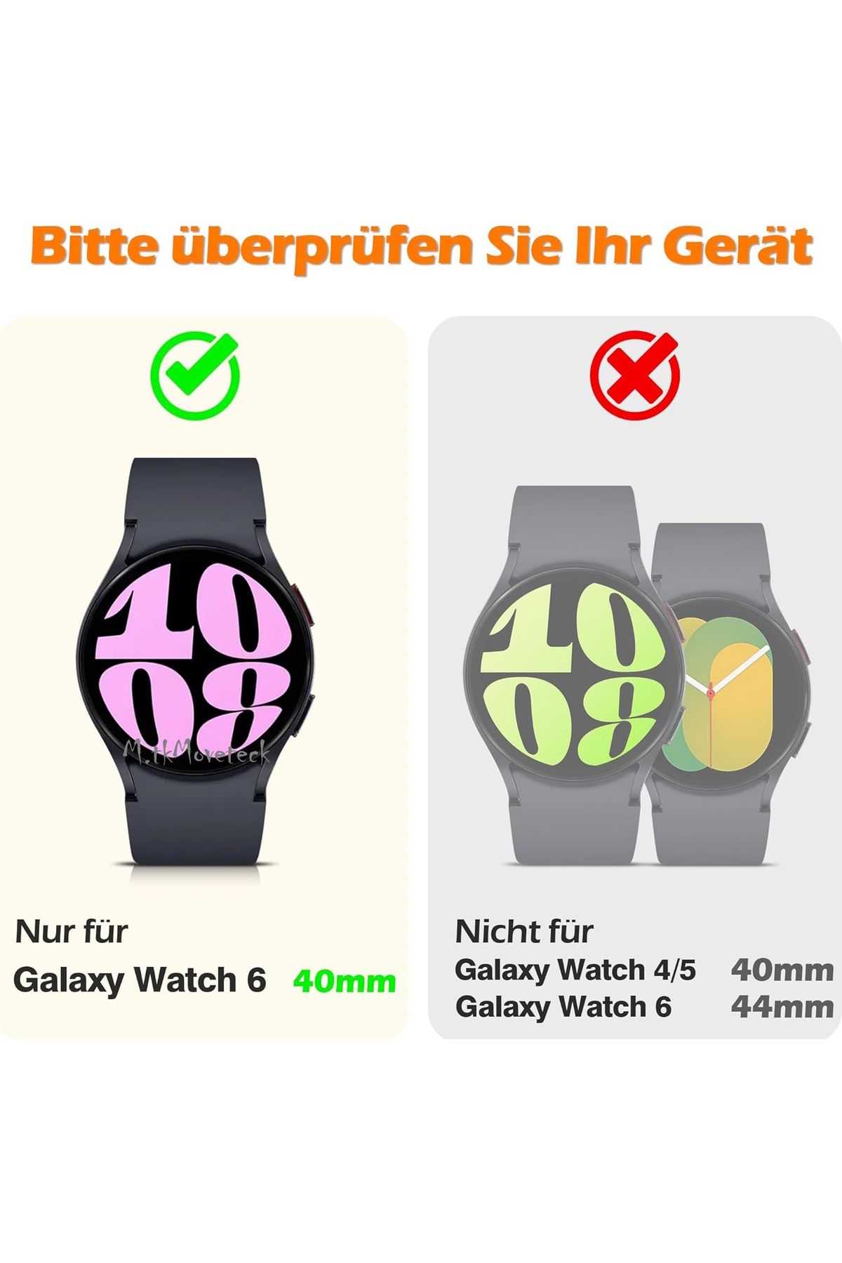 m.tk moveteck Samsung Galaxy Watch 6 40mm Compatible Case and Screen  Protector Case 360 Full Protection Hard Watch Case - Trendyol