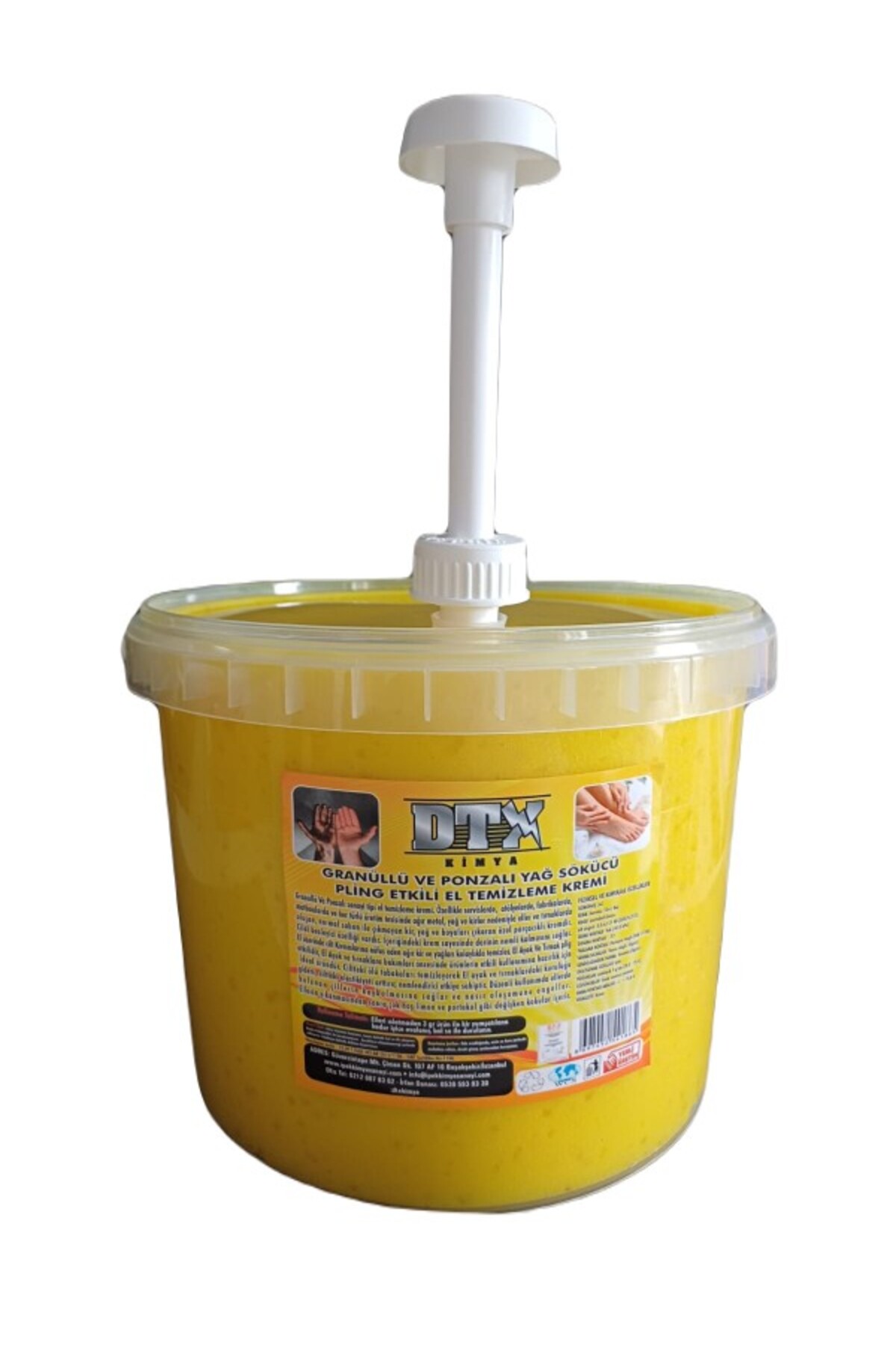 Sanayi Tipi Sarı Granürlü El Temizleme Sabunu Pompalı 5 Kg