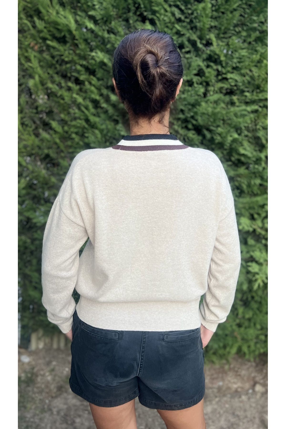 TRUIN-Women's V-Neck Cashmere Blended Knitwear Sweater 2