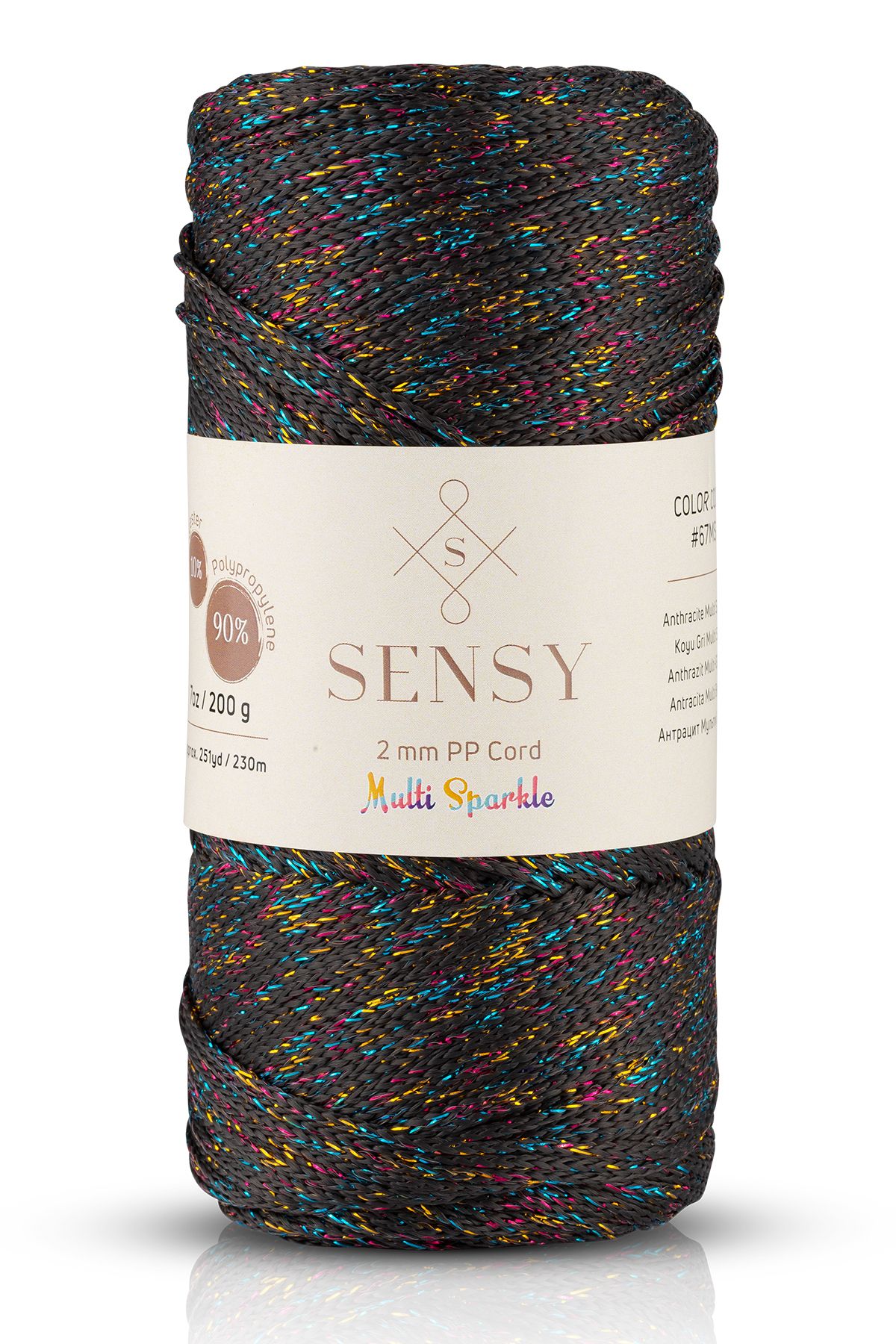 SENSY-Multi Sparkle Glitter 200 gr Polyester Macrame Thread Dark Gray 2 Mm - 230 M Bag thread 1