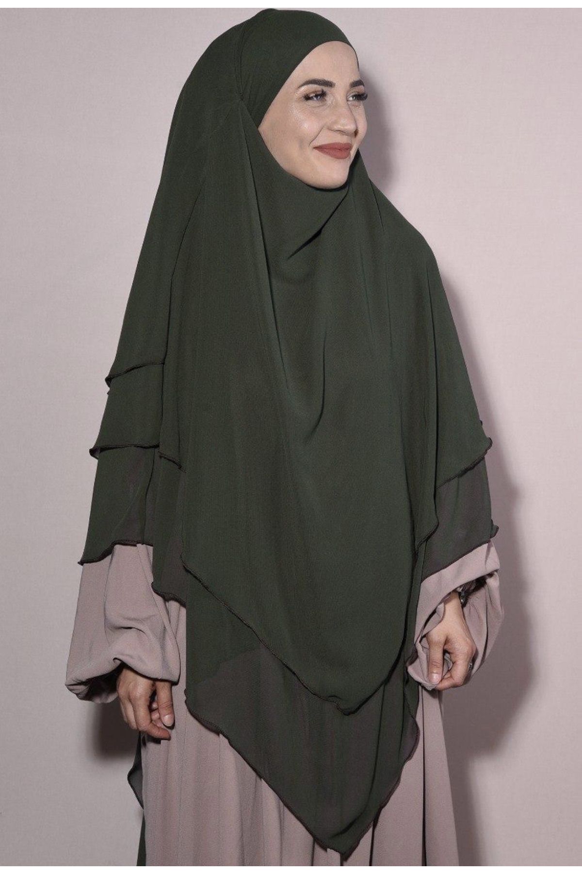 özlem giyim-TESETTUR 3-LAYER SCRAMBLED WITHOUT SCRAMBLESS SUFLE KHIMAR 2