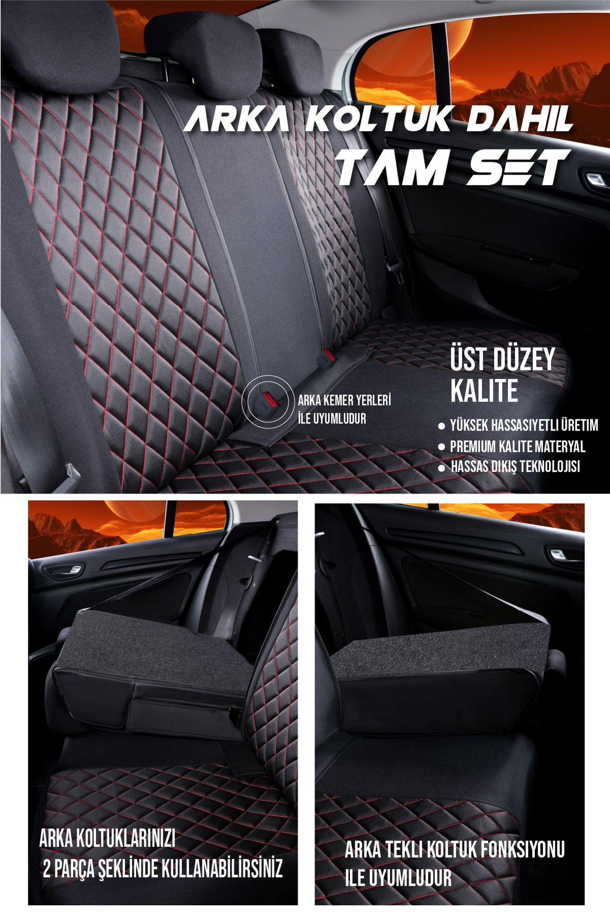 PlusOto Peugeot 307 Compatible VENUS Series Leather Black-Red Car Seat  Cover Set of 5 - Trendyol