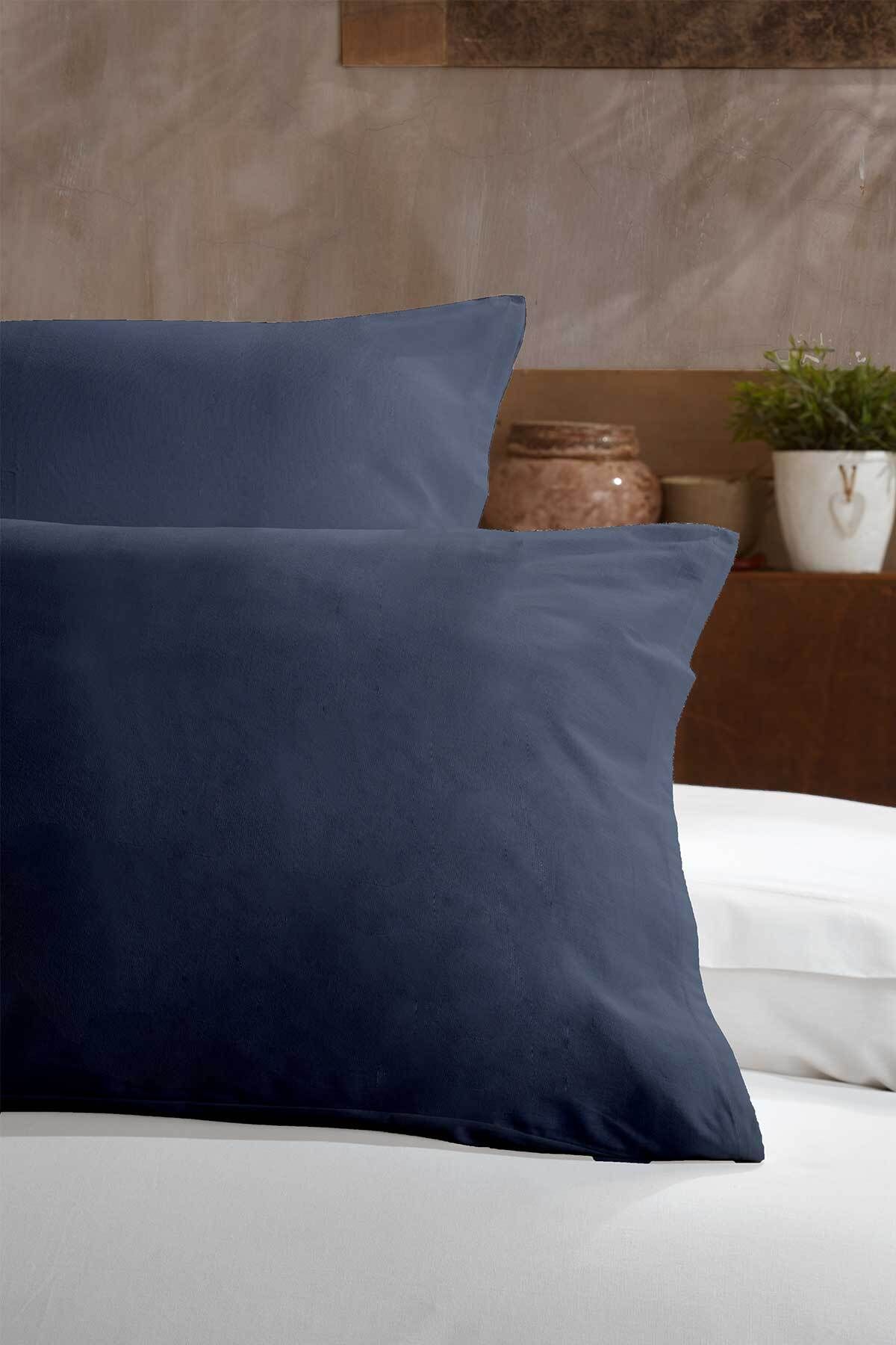 Elart Ranfors Cotton Pillowcase 100 Natural Cotton 2 Pieces Navy Blue