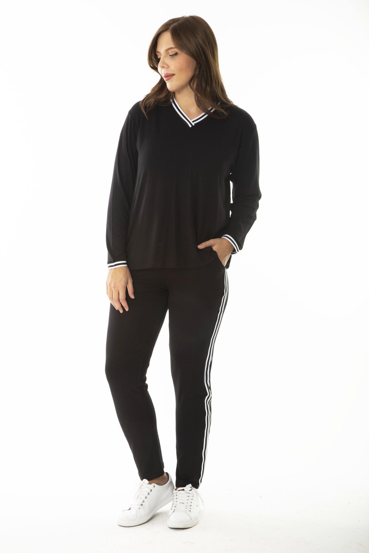Black ribbed tracksuit best sale
