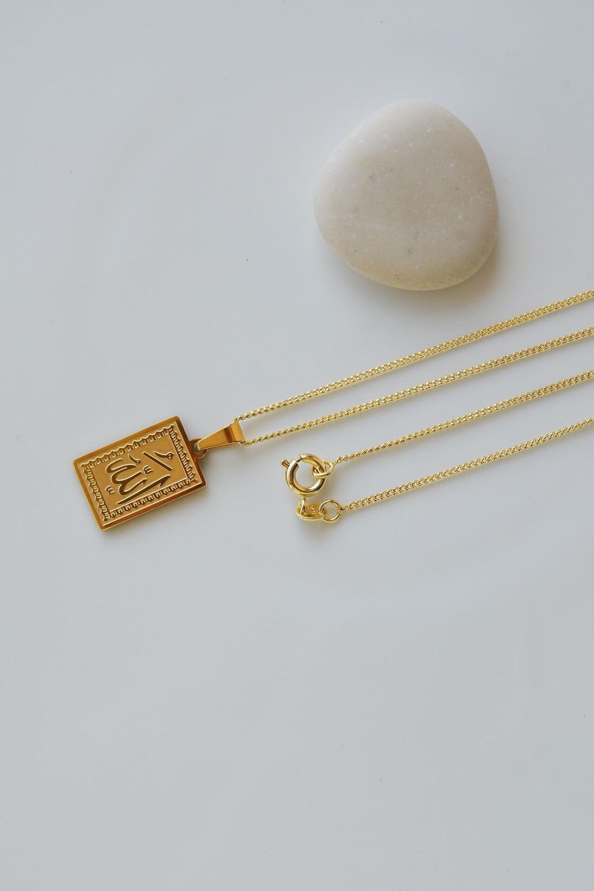 Gold square medallion necklace hotsell