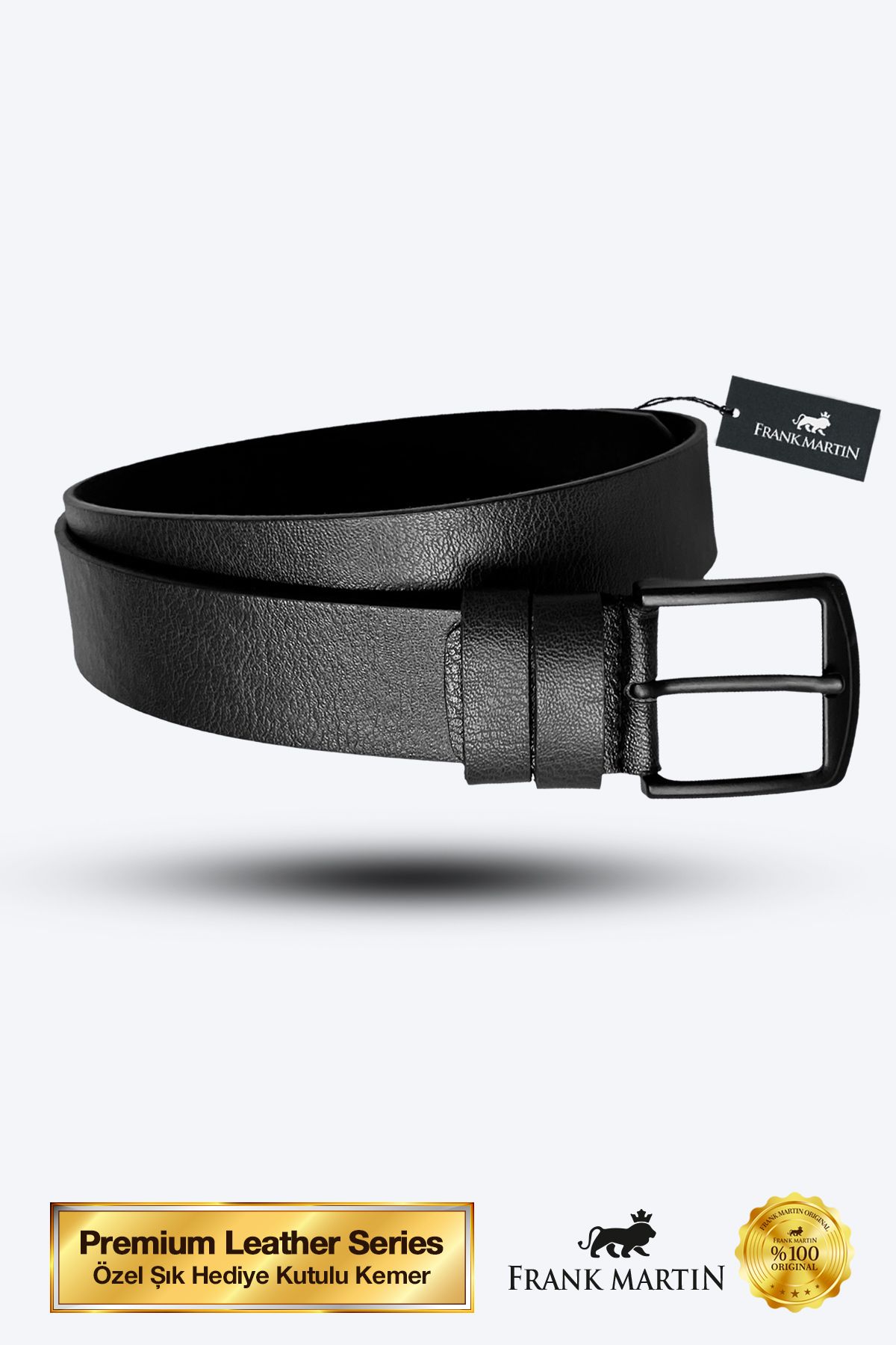 Frank Martin Original Men s Black Belt with Special Box Metal