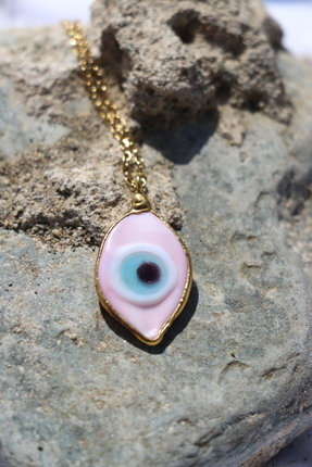 THE NERO DESIGN Pembe Oval Göz Kolye