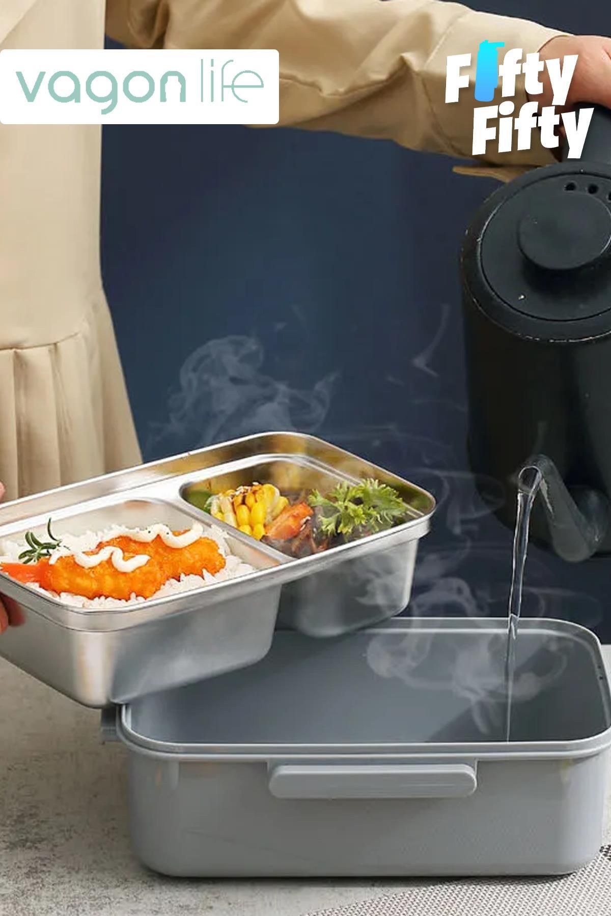 ست ظروف کمپینگ خاکستری Vagonlife 900 میل تک تماس دو قطعات نفره Bento Lunch Box Office Genel Markalar