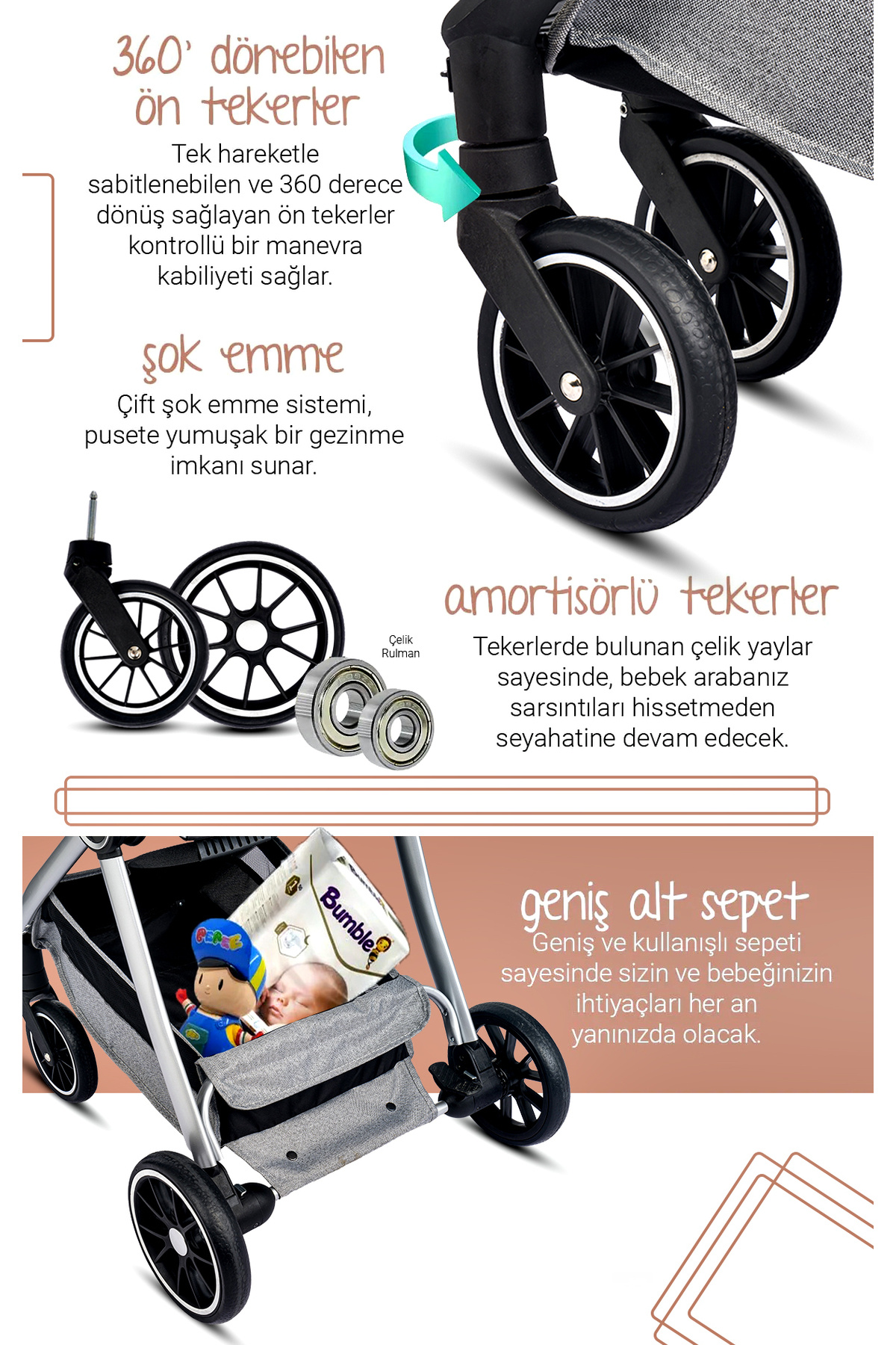 Baby Home 7 In 1 Yeni Doğan Full Set 990 Travel Sistem Bebek Arabası 330 Ev Tipi Ana Kucağı fotoğrafı 6 (önizleme)