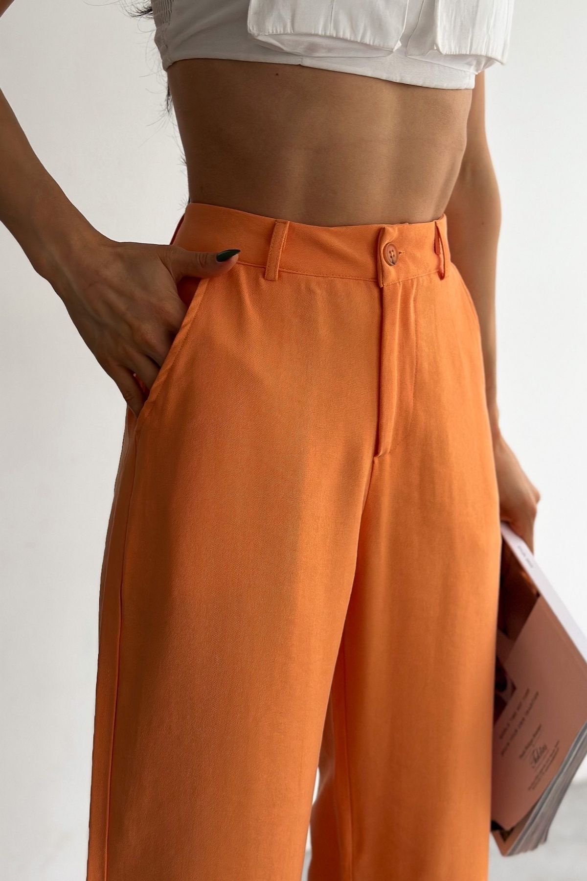 FEMELLE-Women's New Season Modal Fabric Wide Leg High Waist Trousers 2
