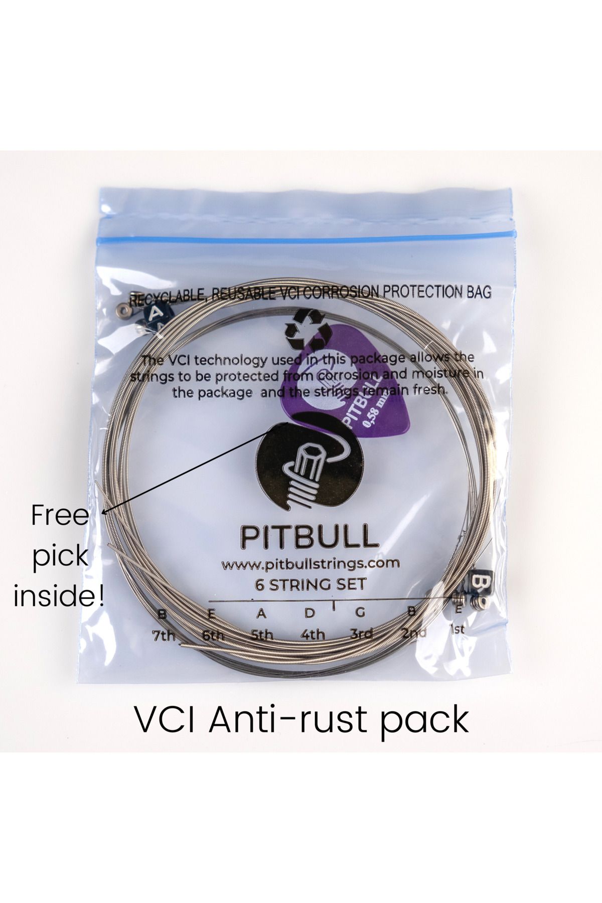 PİTBULL-Pitbull Strings Silver Series Electric Guitar String Set of 3 (String Winder + 4 Picks + Hat)SEG 10-46 L 3P SSC 4