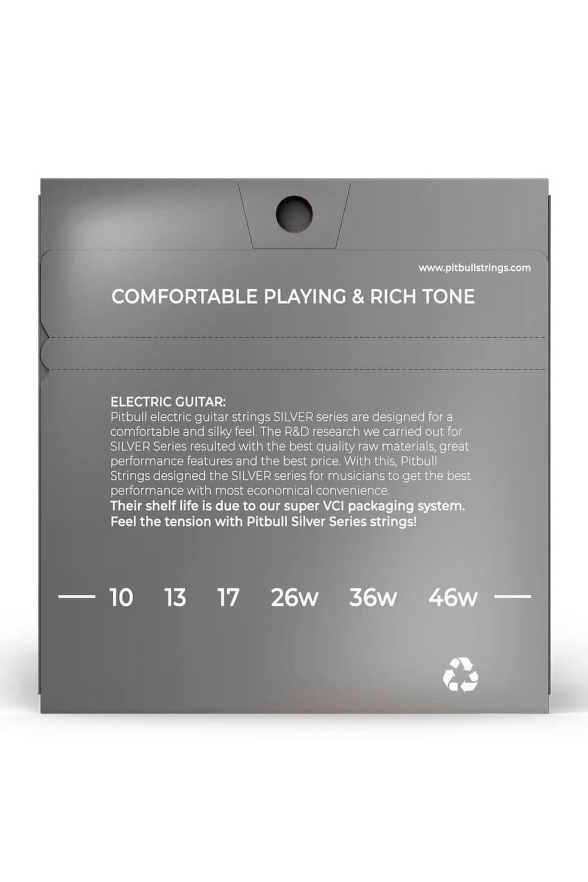 PİTBULL-Pitbull Strings Silver Series Electric Guitar String Set of 3 (String Winder + 4 Picks + Hat)SEG 10-46 L 3P SSC 3