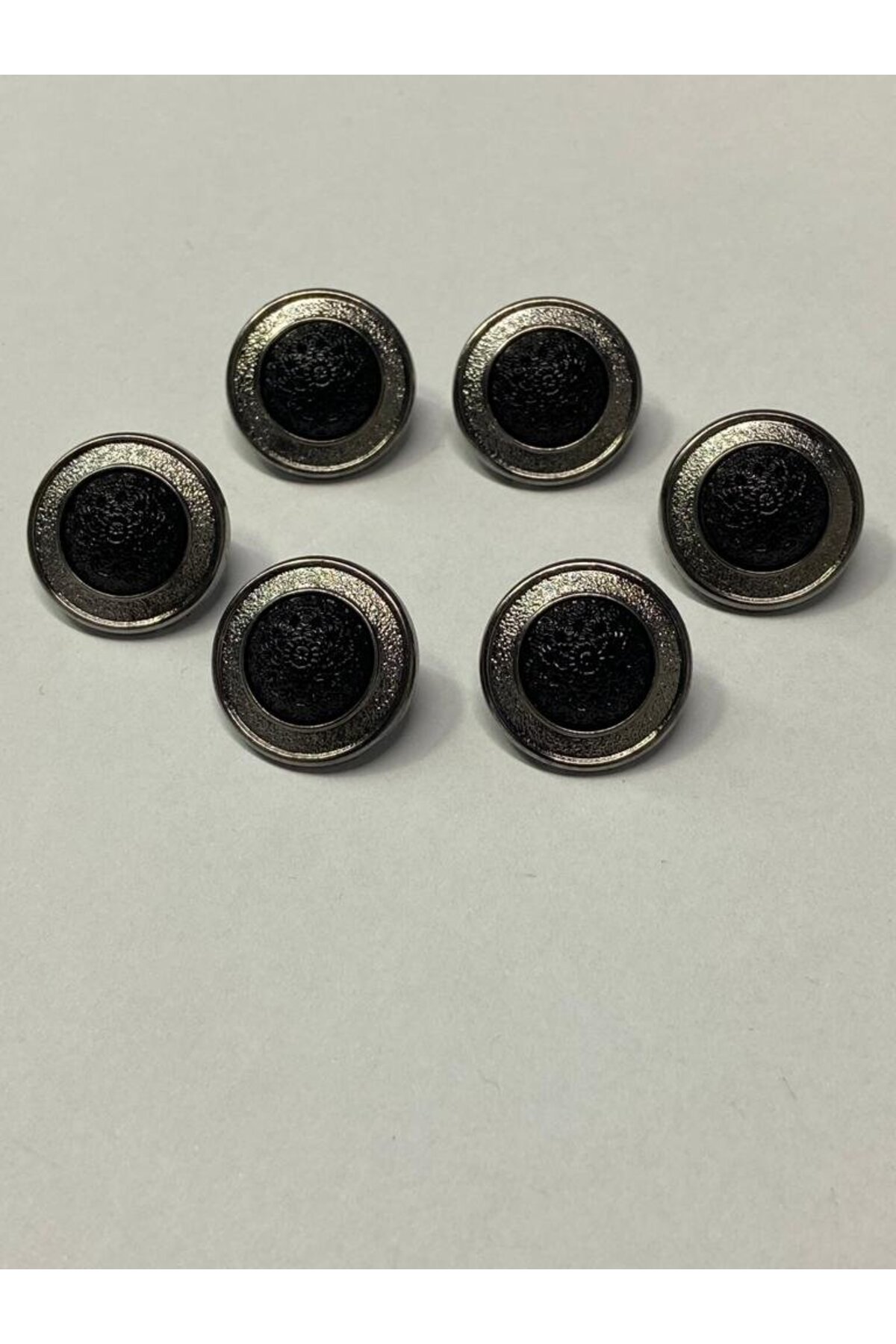 Cardigan And Vest Button / plastic Metalized Anthracite Frame Set of 6 / 1.7 Cm