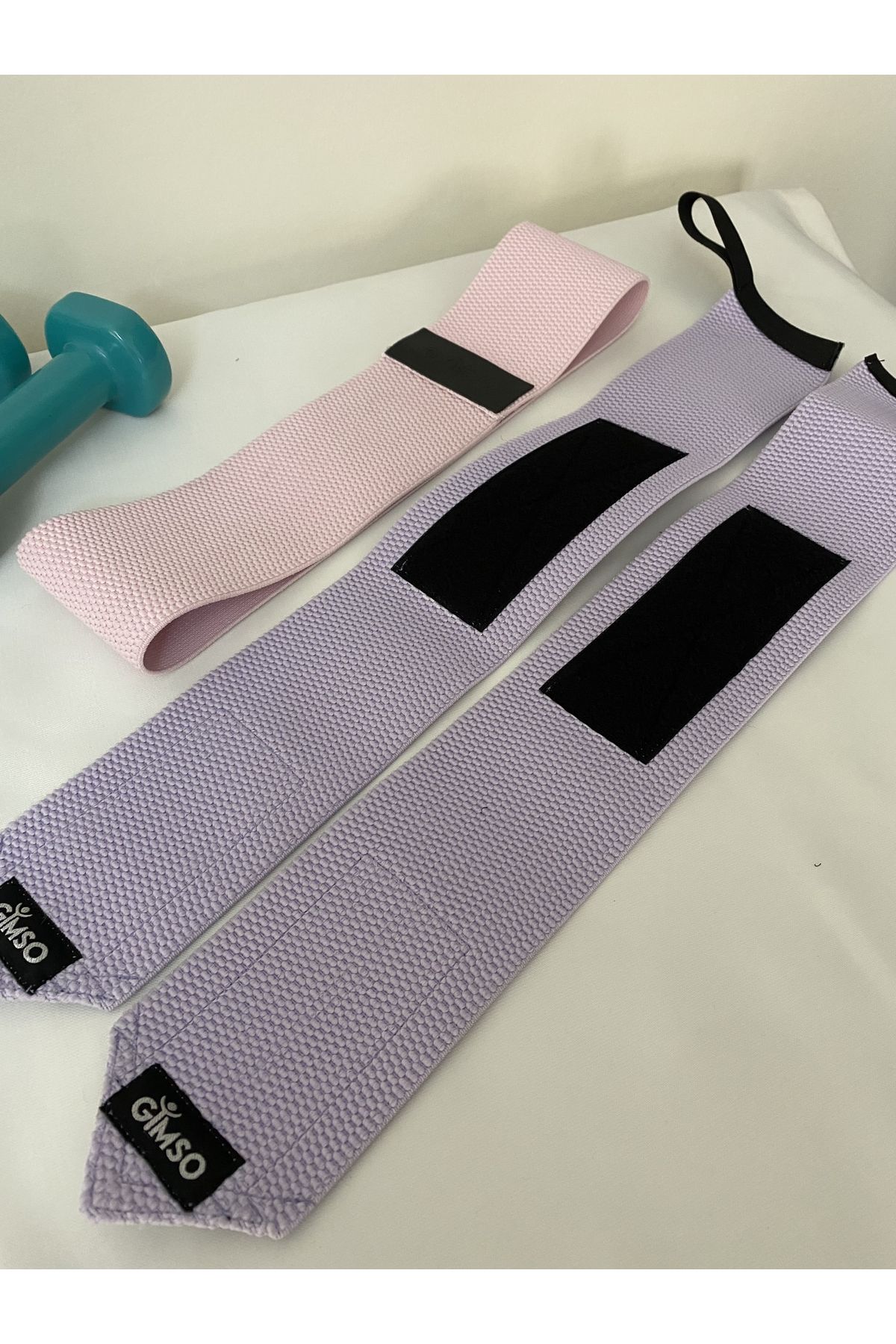 کش مقاومتی صورتی دستبند CrossFit وزن Wraps Fitness بند مچ دست GYMSO